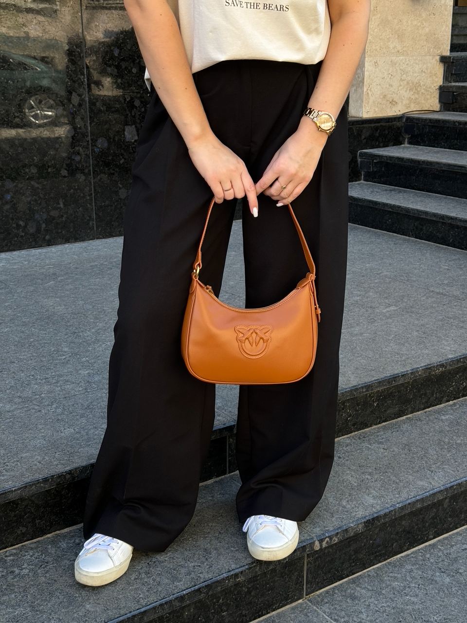 Pinko Half Moon Bag Simply Ginger With Leather Buckle - 7