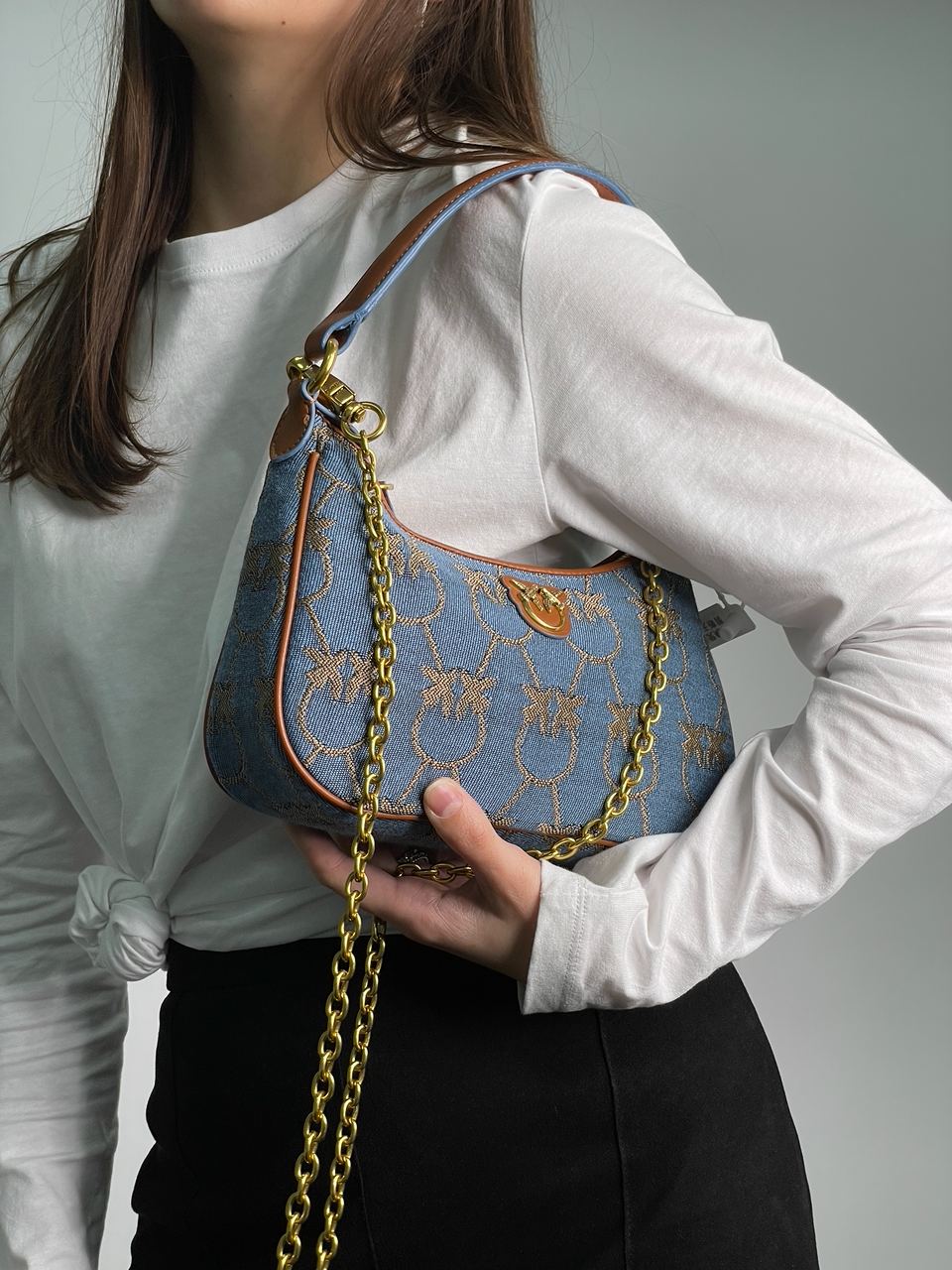 Pinko Half Moon Mini Denim - 5