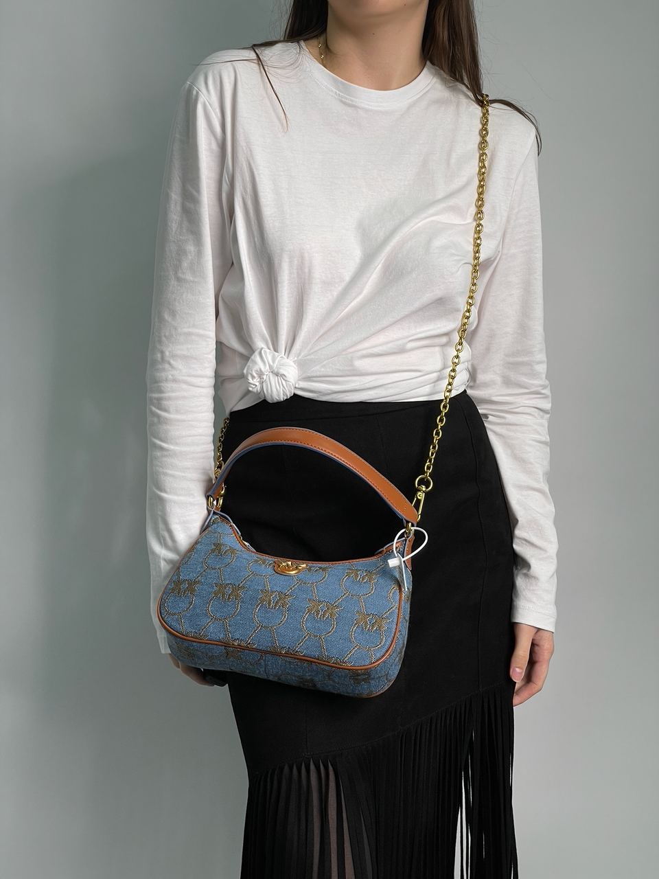 Pinko Half Moon Mini Denim - 7