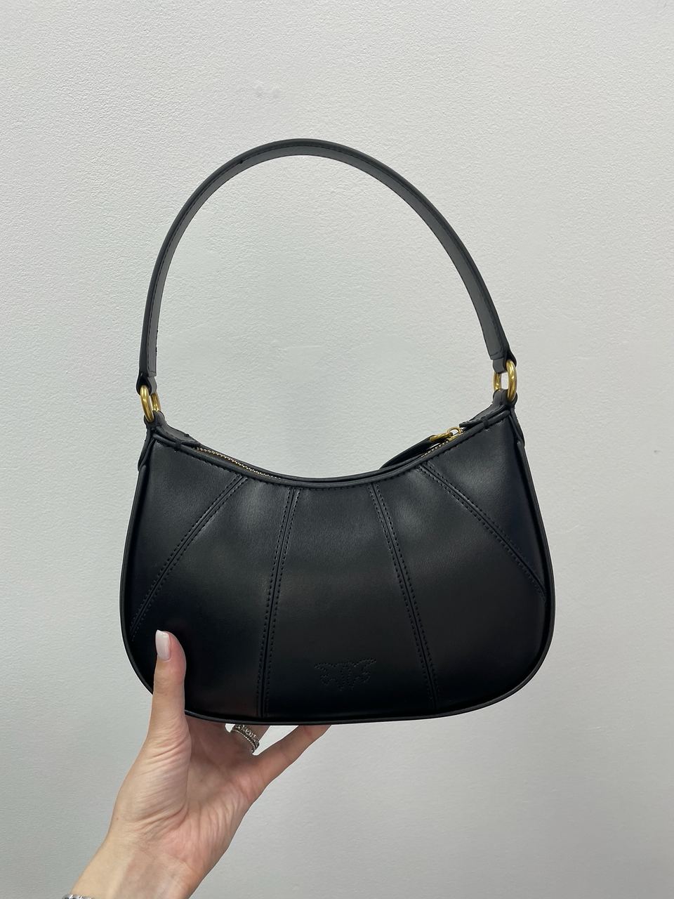 Pinko Hobo Bag Fine Grain Cow Leather Black - 19