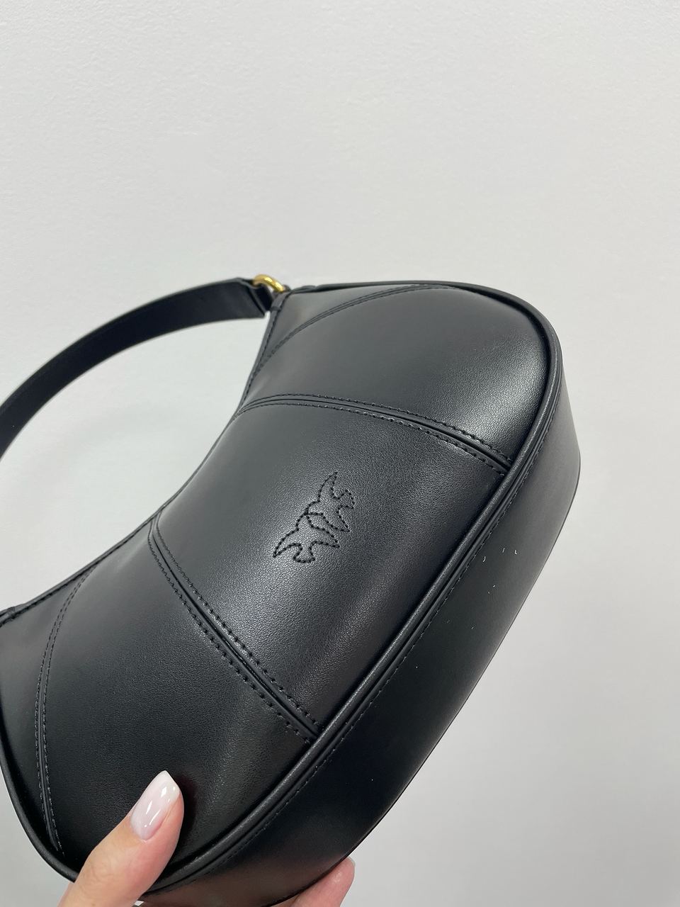 Pinko Hobo Bag Fine Grain Cow Leather Black - 21