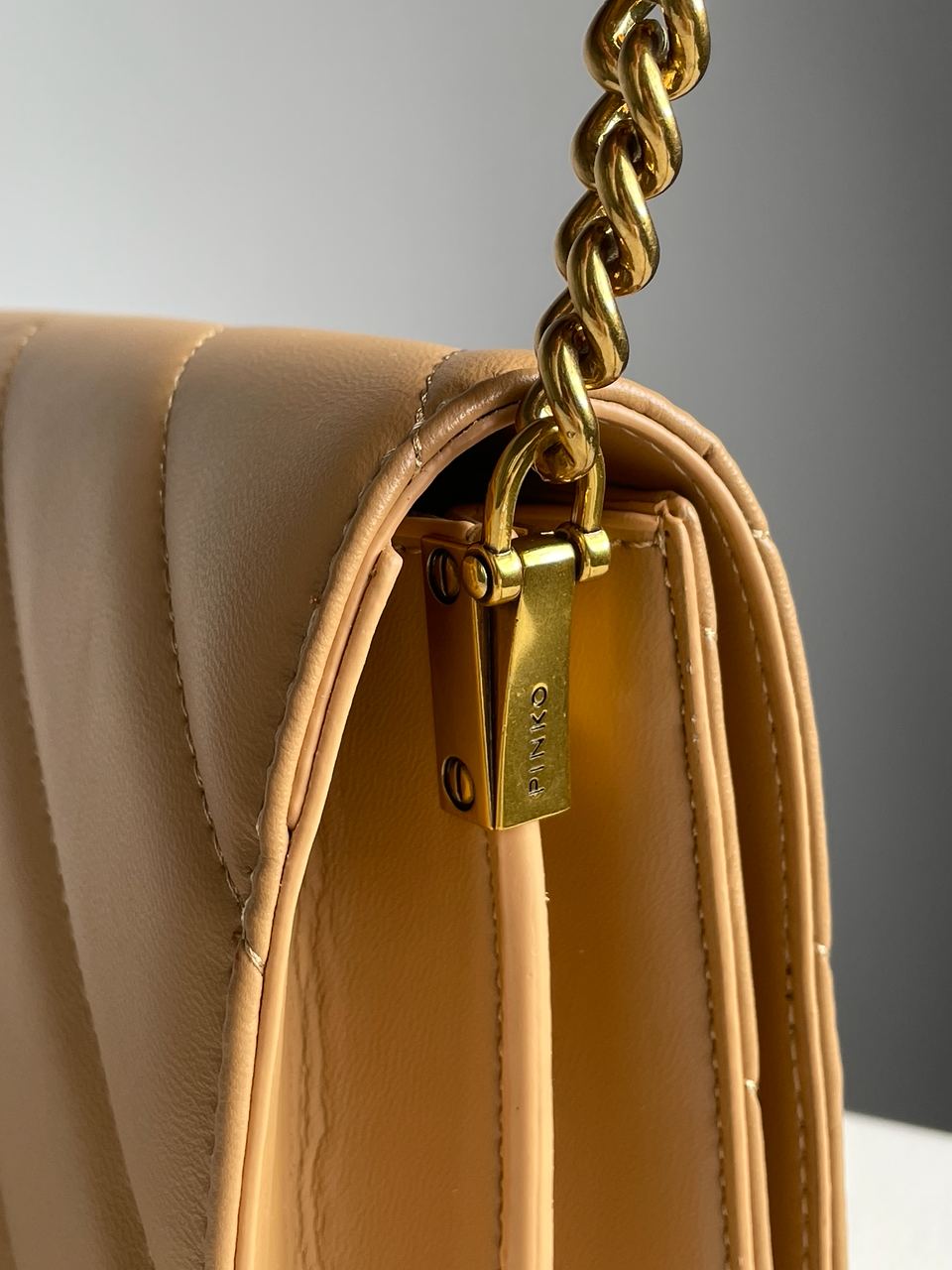 Pinko Large Love Bag Click Big Chevron Beige - 16