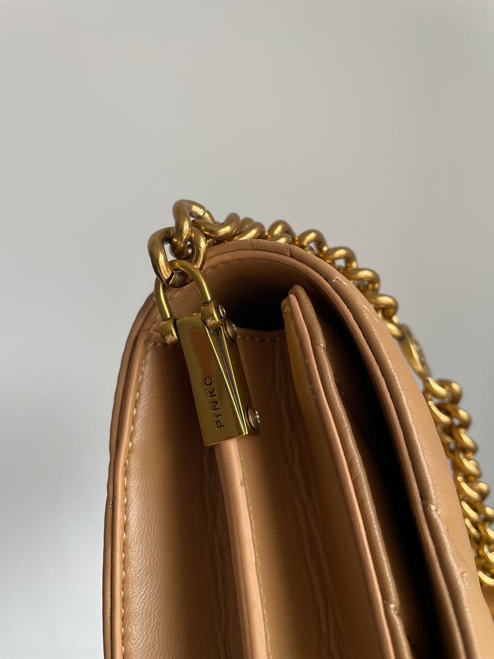 Pinko Large Love Bag Click Big Chevron Beige - 8