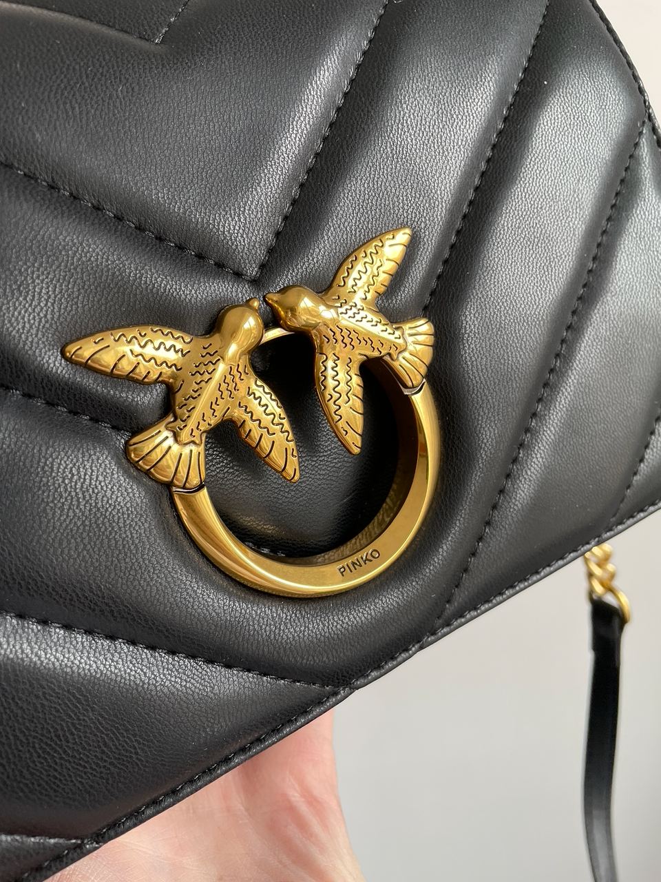 Pinko Large Love Bag Click Big Chevron Black - 11