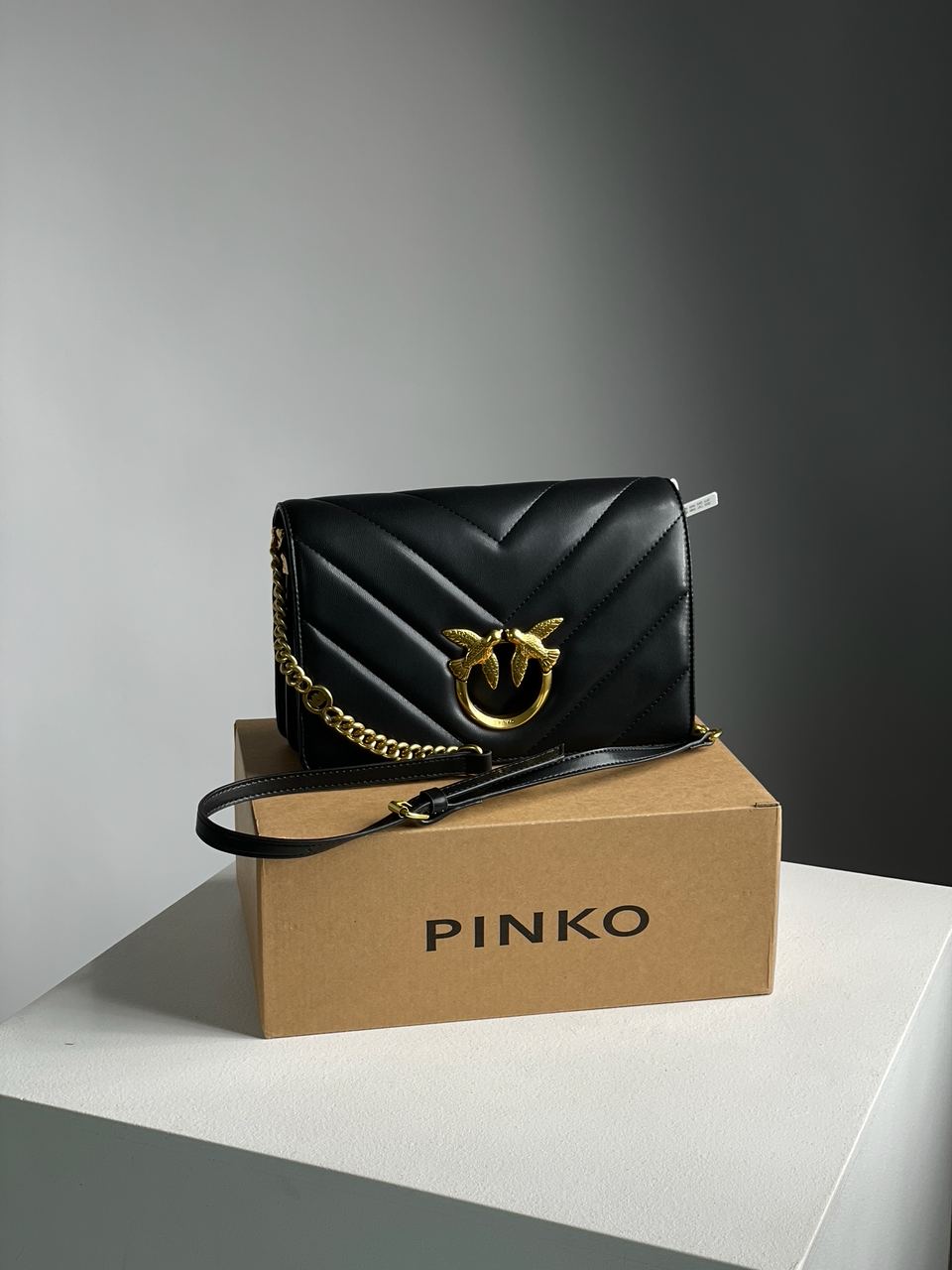 Pinko Large Love Bag Click Big Chevron Black - 4