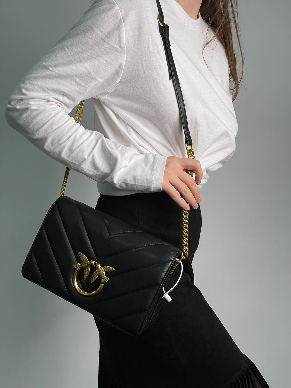 Pinko Large Love Bag Click Big Chevron Black - 8