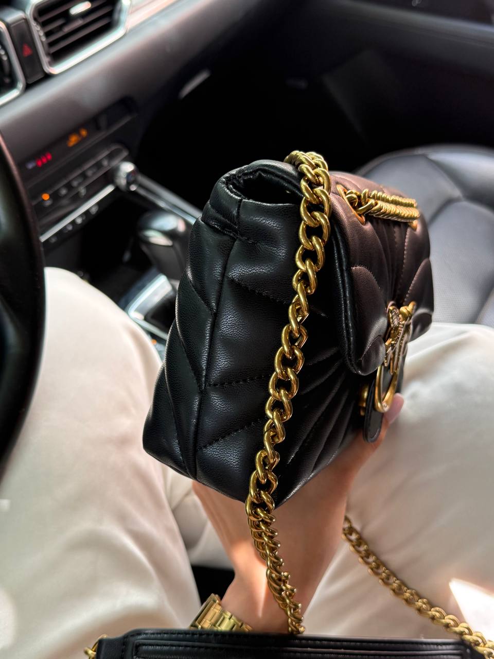 Pinko Love Bag Puff Butterfly Quilt Black/Gold - 10