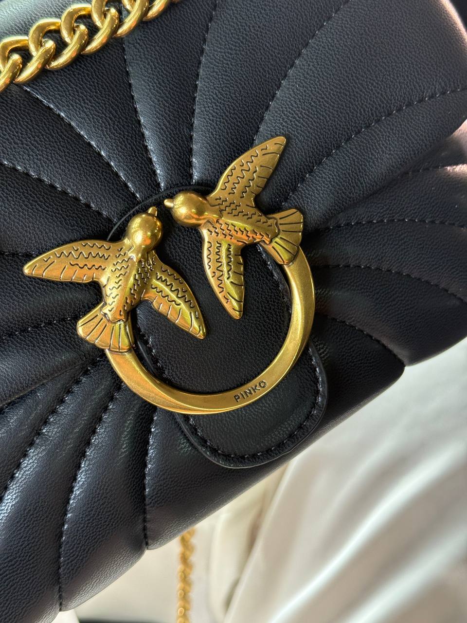 Pinko Love Bag Puff Butterfly Quilt Black/Gold - 7