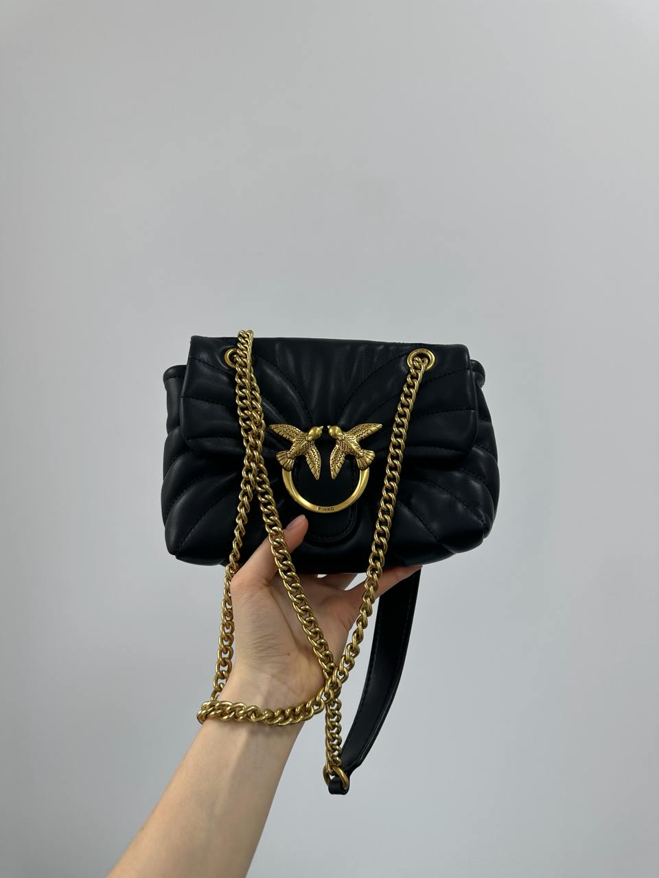 Pinko Love Bag Puff Butterfly Quilt Black/Gold - 4