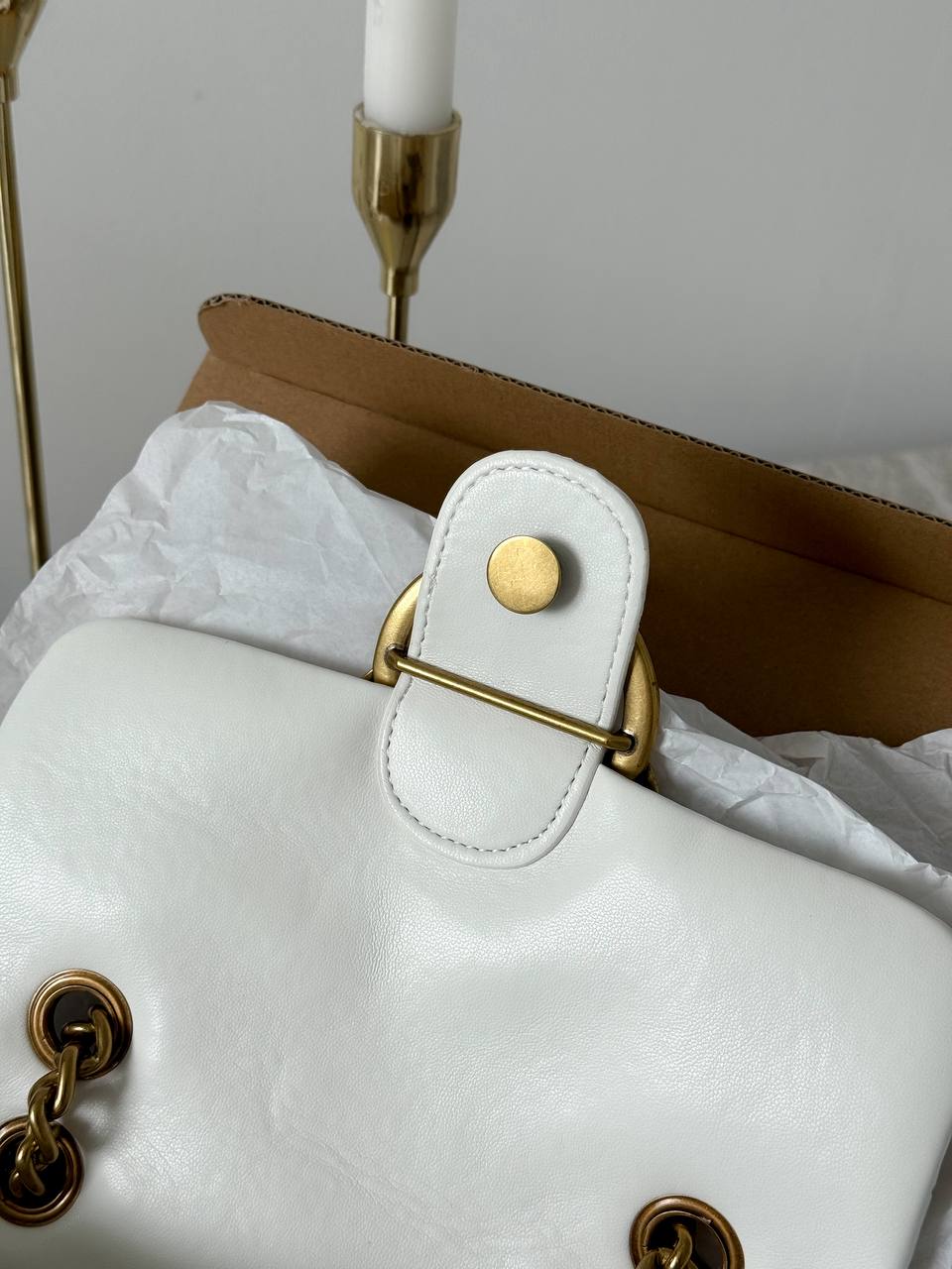 Pinko Love Bag Puff Butterfly Quilt White/Gold - 13