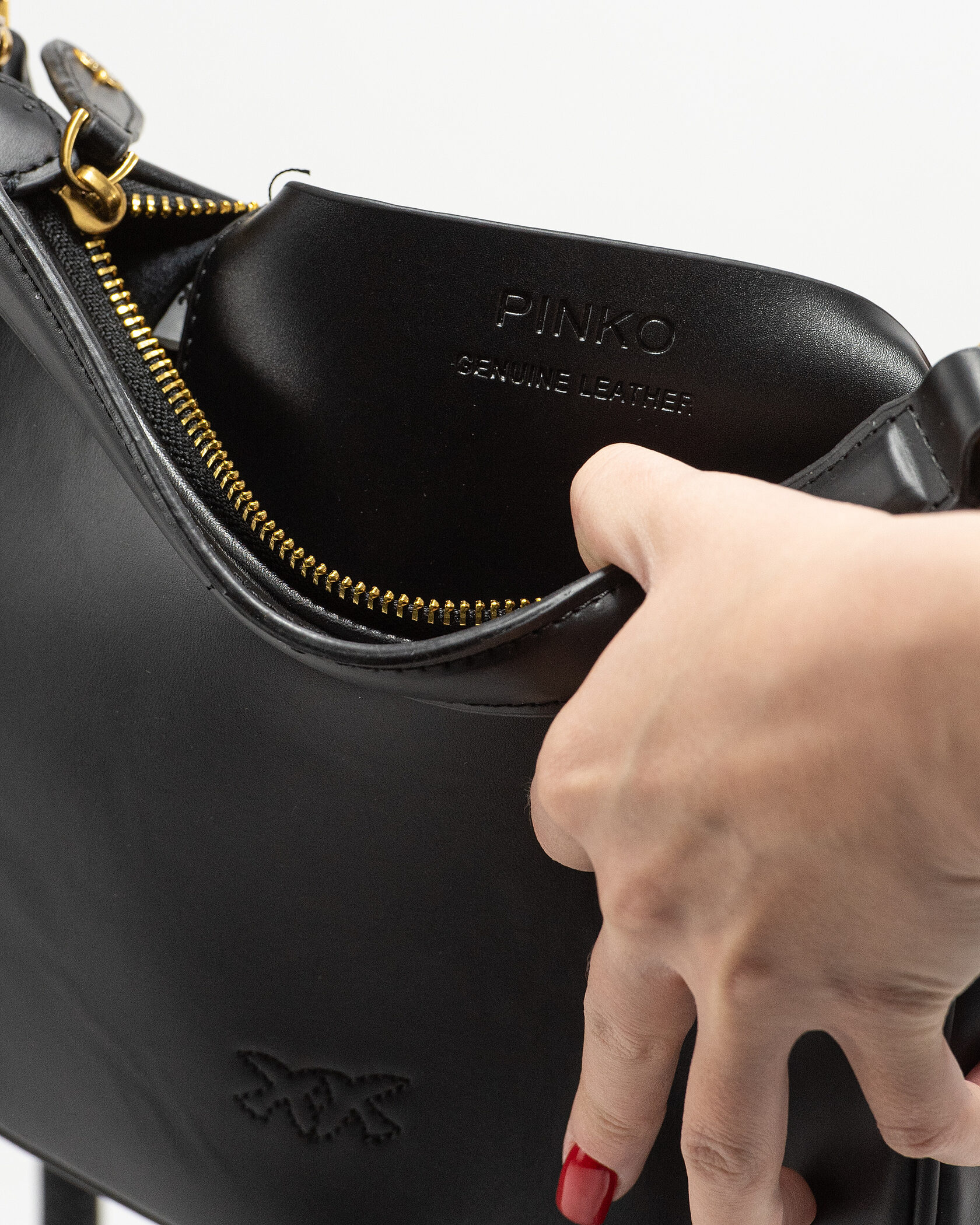 Pinko Love Small Hobo Shoulder Bag in Black Leather - 14