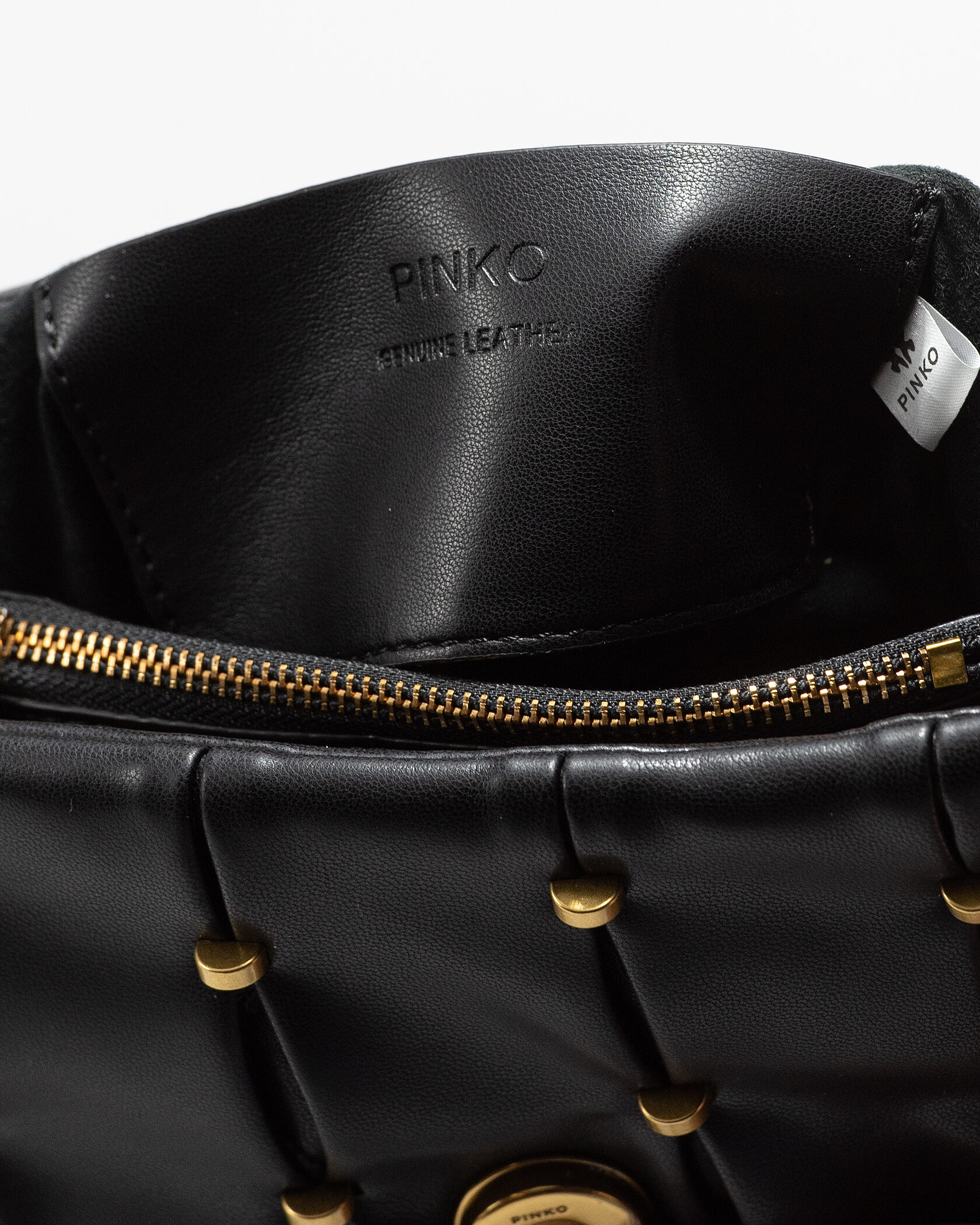 Pinko Love Small Puff Maxi Quilt Shoulder Bag in Black with Studs - 16