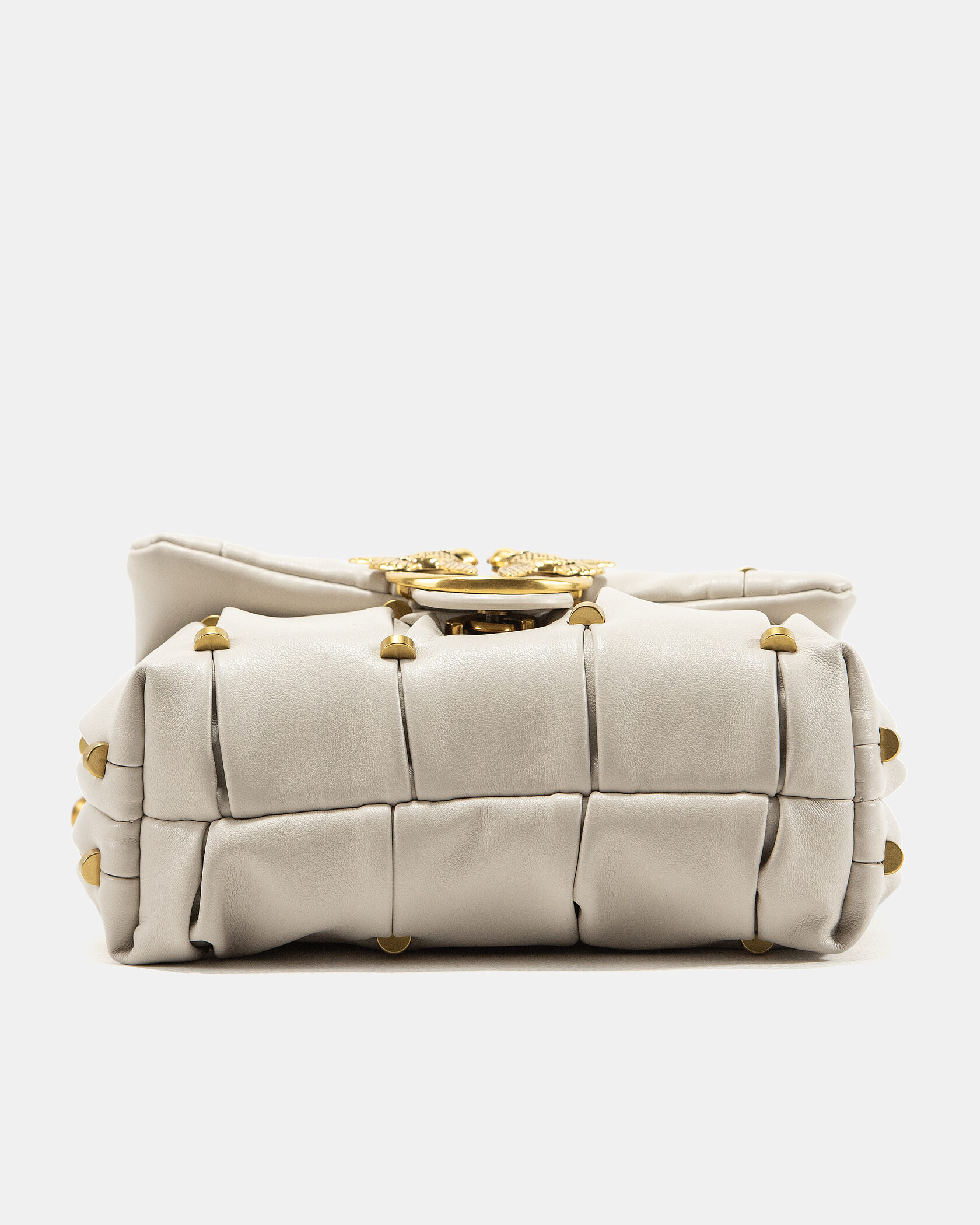 Pinko Love Small Puff Maxi Quilt Shoulder Bag in White with Studs - 10