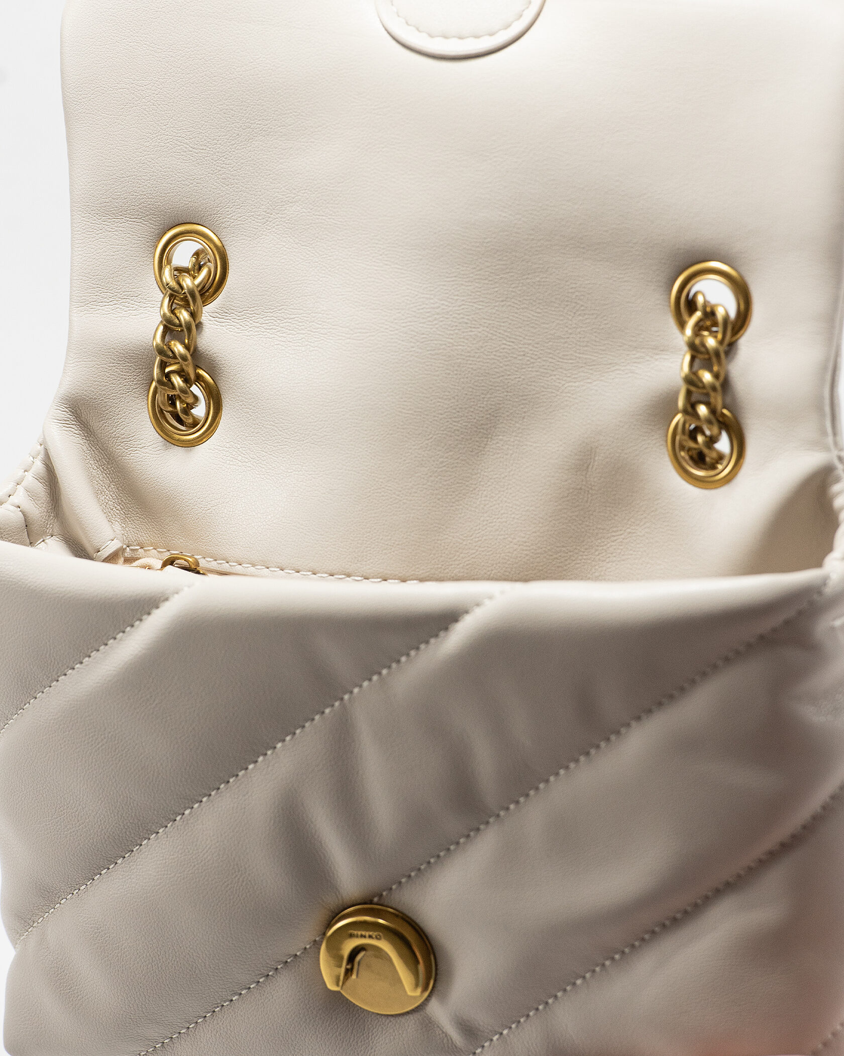Pinko Love Small Soft Puff Maxi Quilt Shoulder Bag in White/Cream - 14