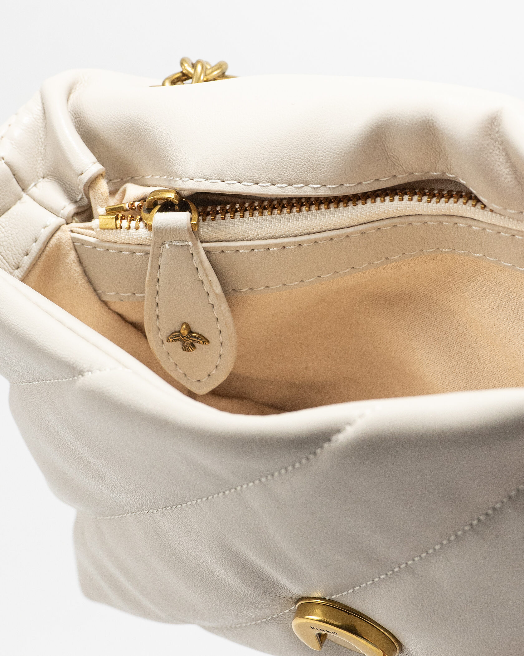Pinko Love Small Soft Puff Maxi Quilt Shoulder Bag in White/Cream - 15