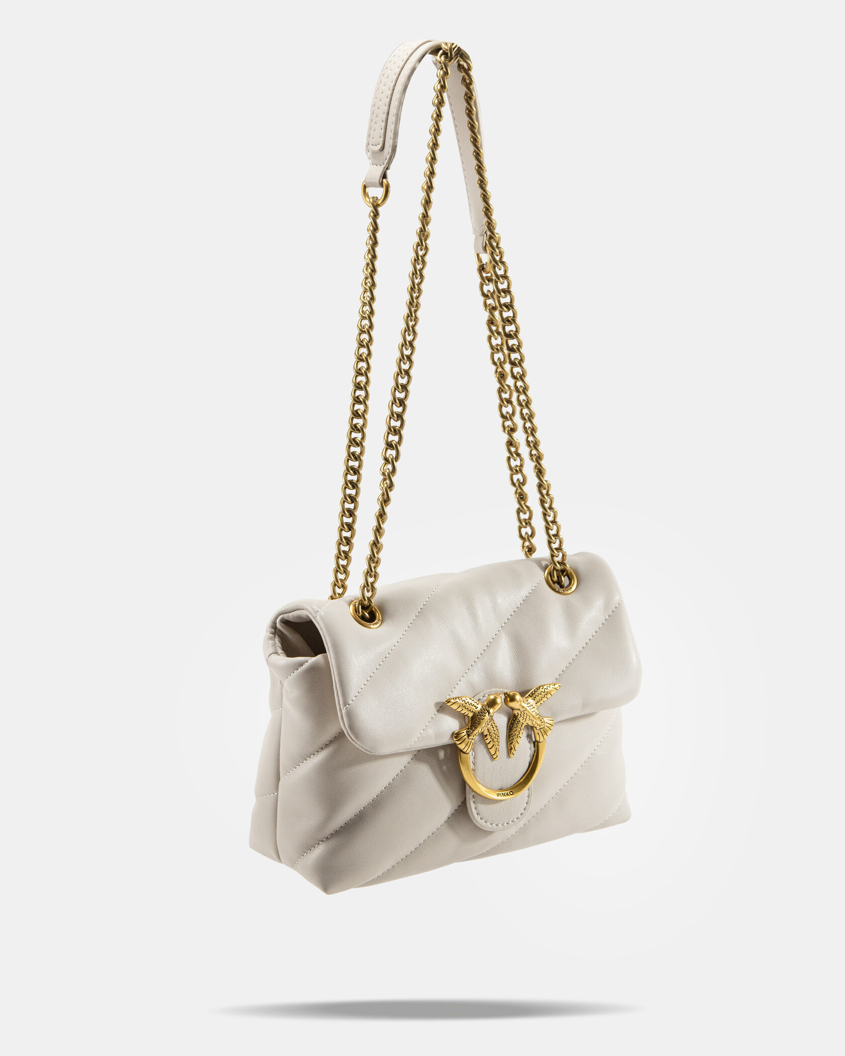 Pinko Love Small Soft Puff Maxi Quilt Shoulder Bag in White/Cream - 6