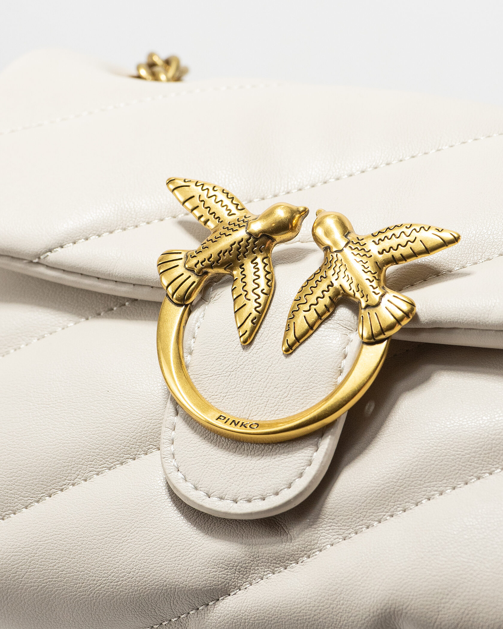 Pinko Love Small Soft Puff Maxi Quilt Shoulder Bag in White/Cream - 8