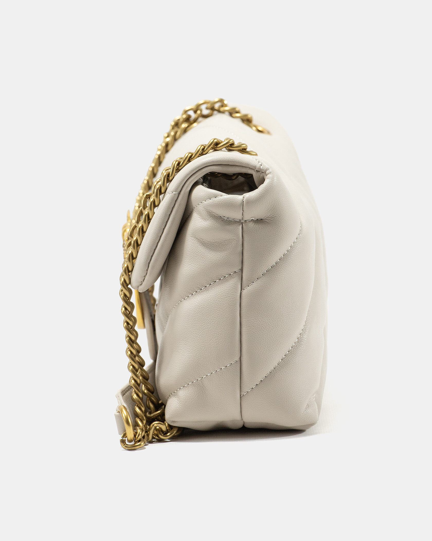 Pinko Love Small Soft Puff Maxi Quilt Shoulder Bag in White/Cream - 9