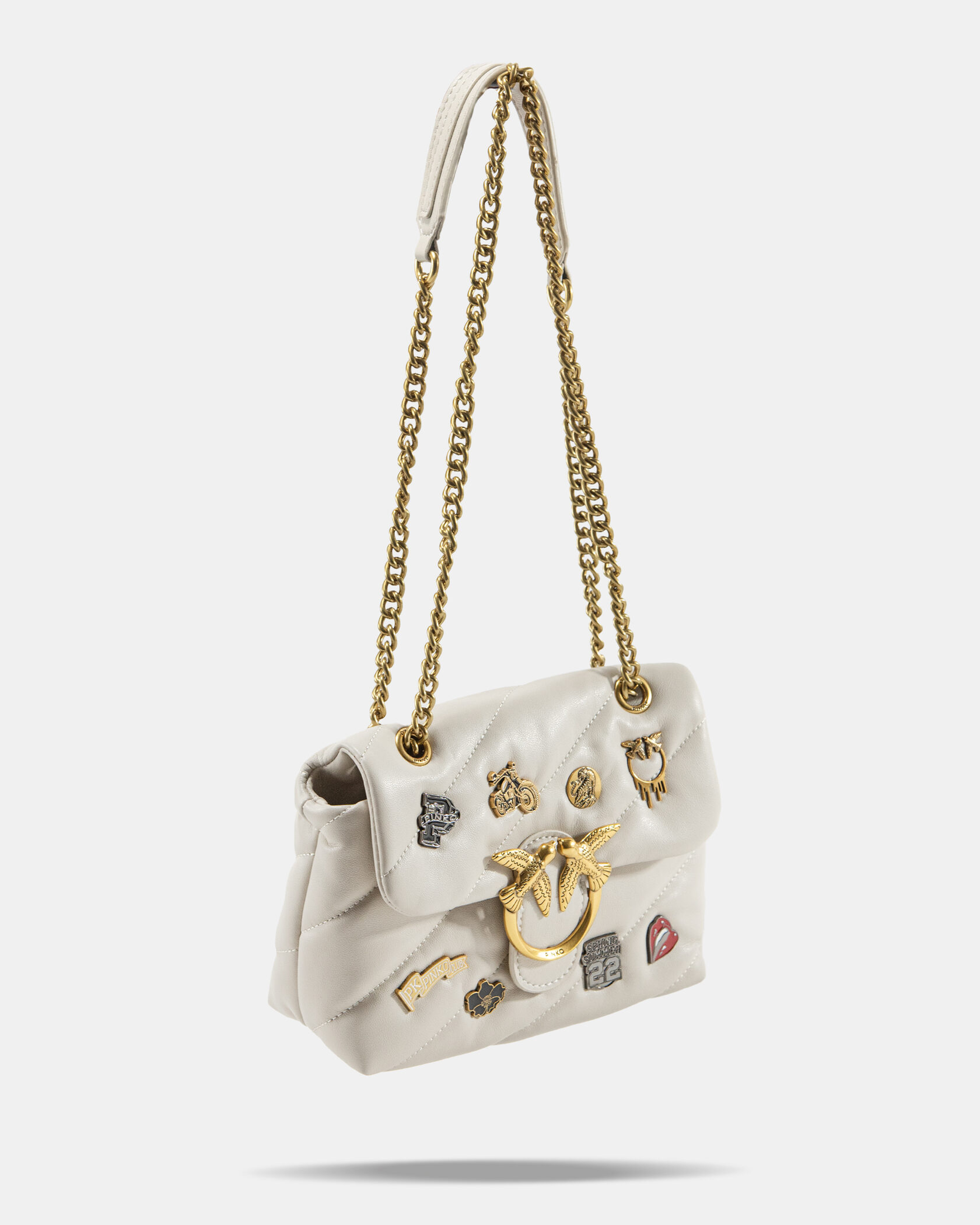 Pinko Milk Quilted Leather Love Mini Puff Pins - 6