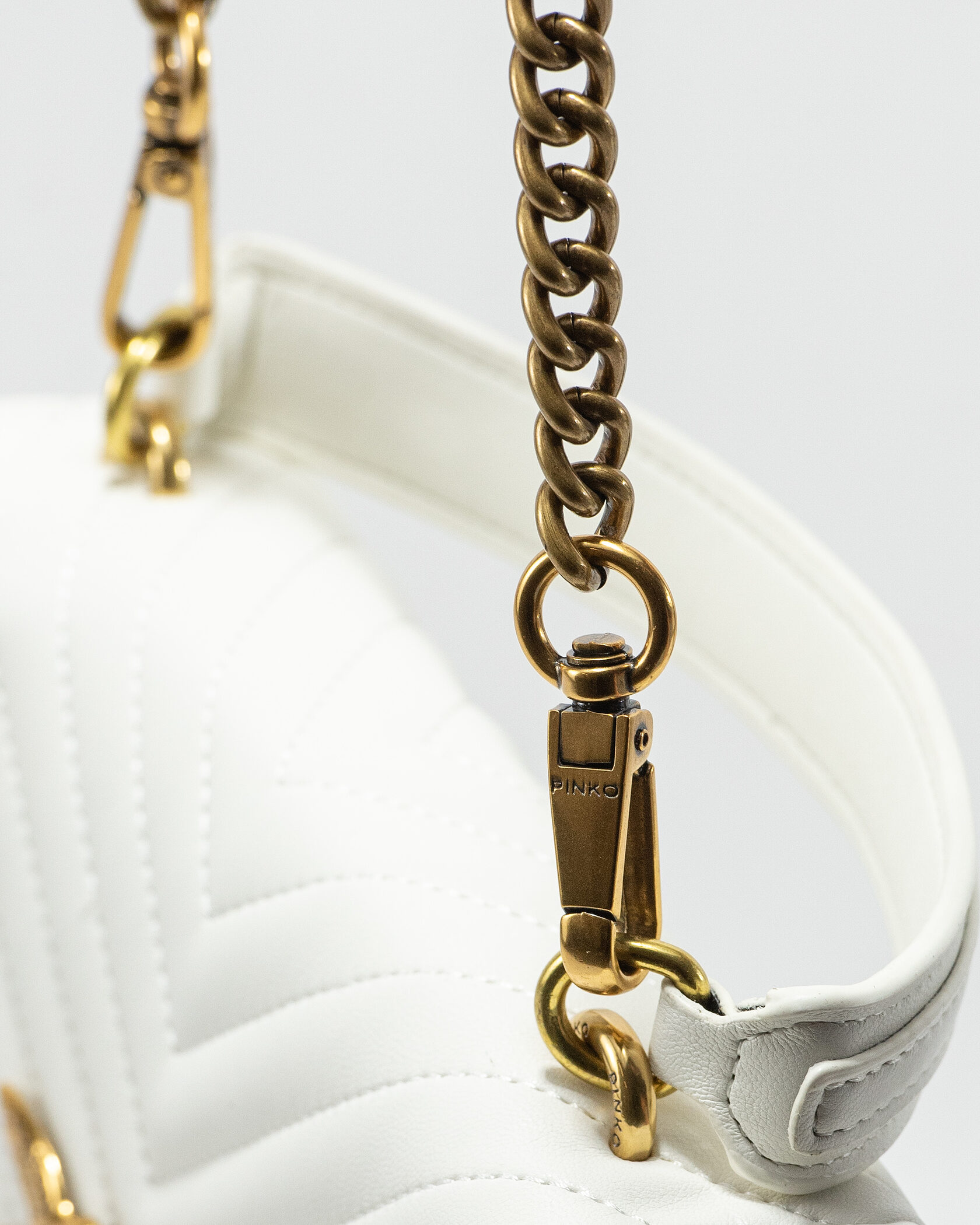 Pinko Mini Classic Lady Love Bag Puff Chevron White/Gold - 11