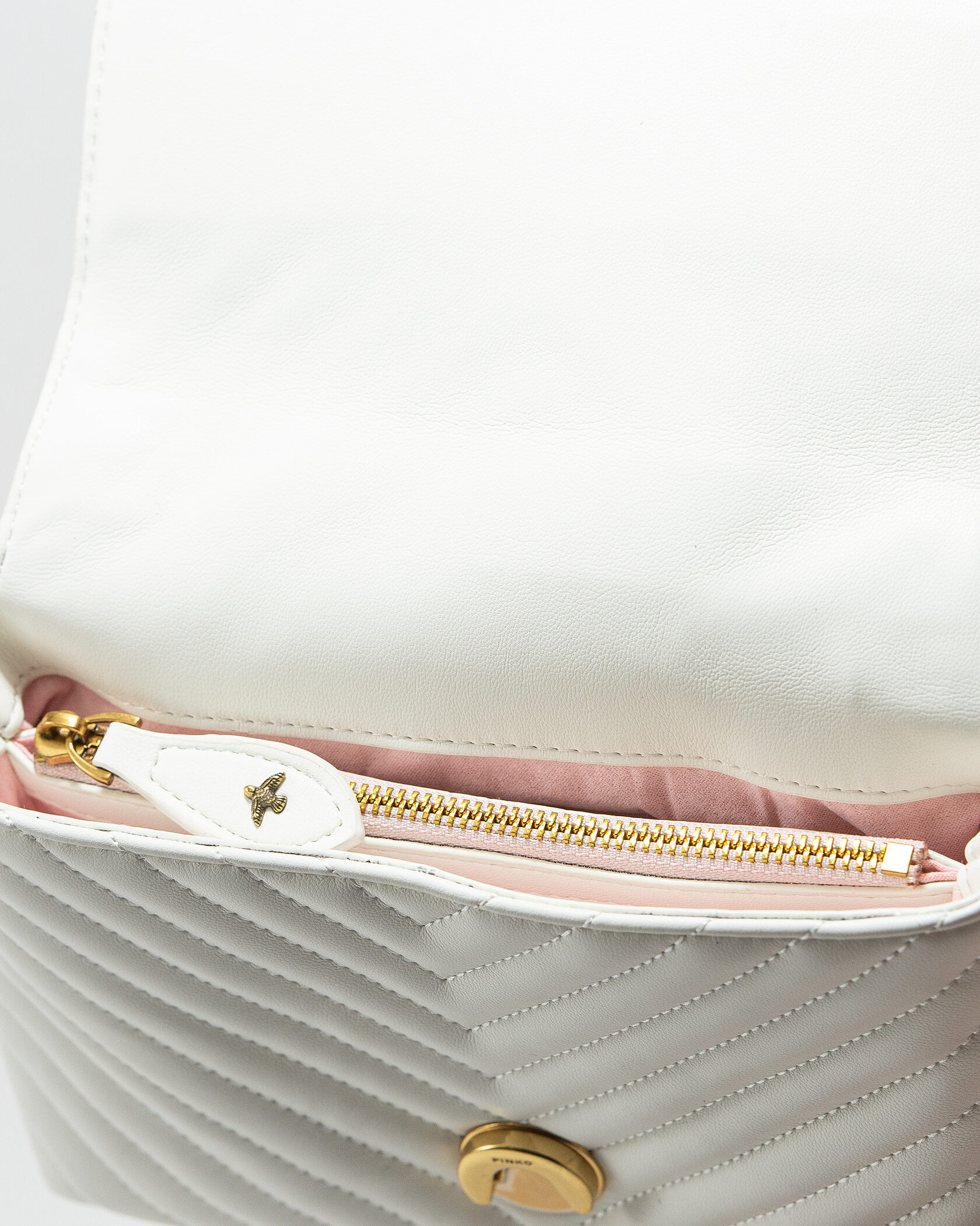 Pinko Mini Classic Lady Love Bag Puff Chevron White/Gold - 13