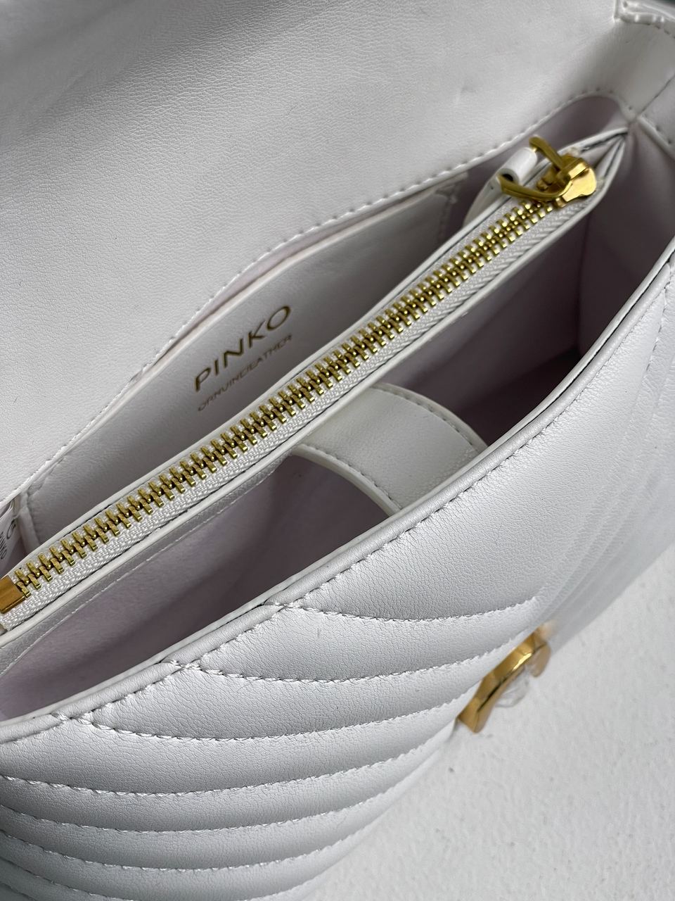 Pinko Mini Classic Lady Love Bag Puff Chevron White/Gold - 16