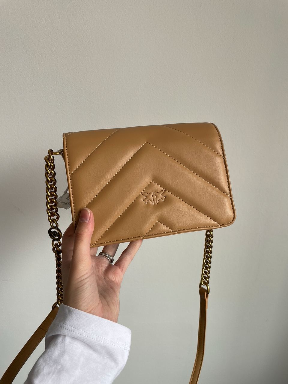 Pinko Mini Love Bag Click Big Chevron Beige - 11