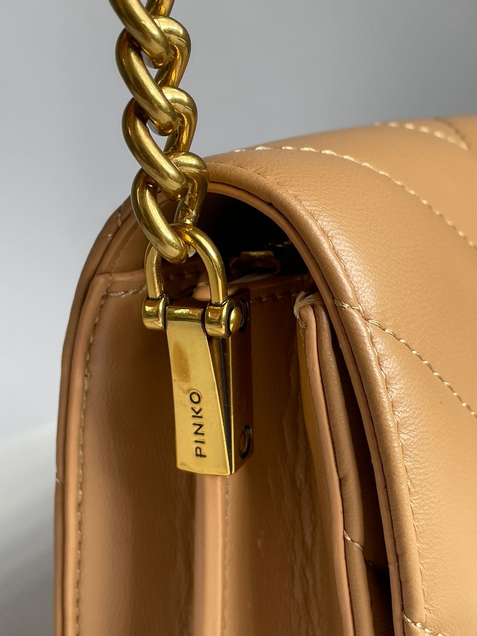 Pinko Mini Love Bag Click Big Chevron Beige - 14