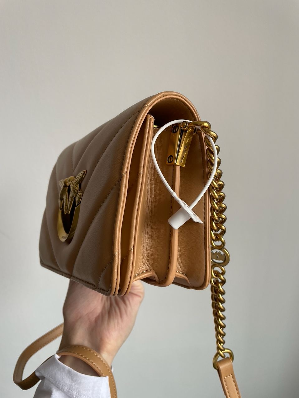 Pinko Mini Love Bag Click Big Chevron Beige - 15