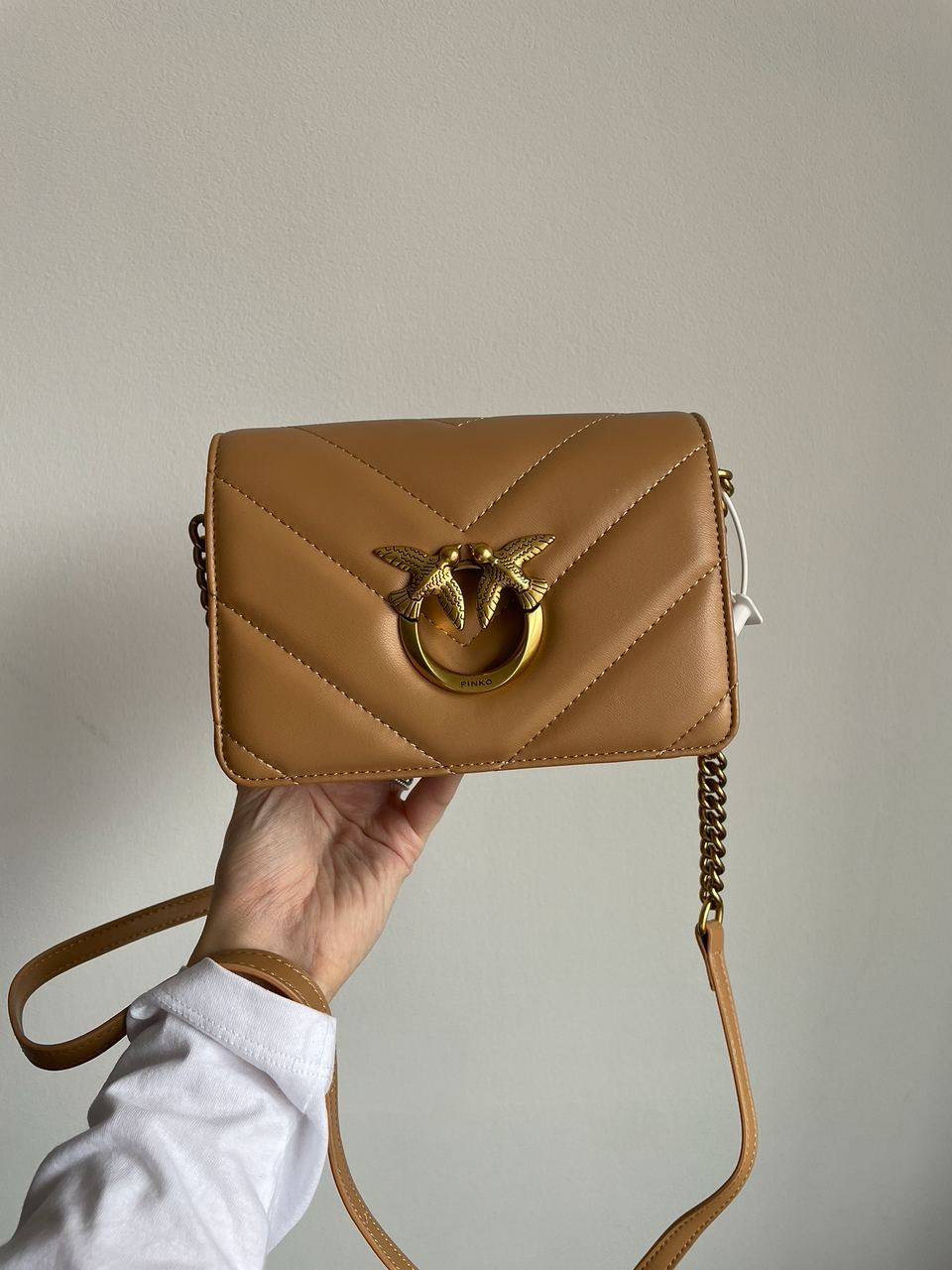 Pinko Mini Love Bag Click Big Chevron Beige - 3