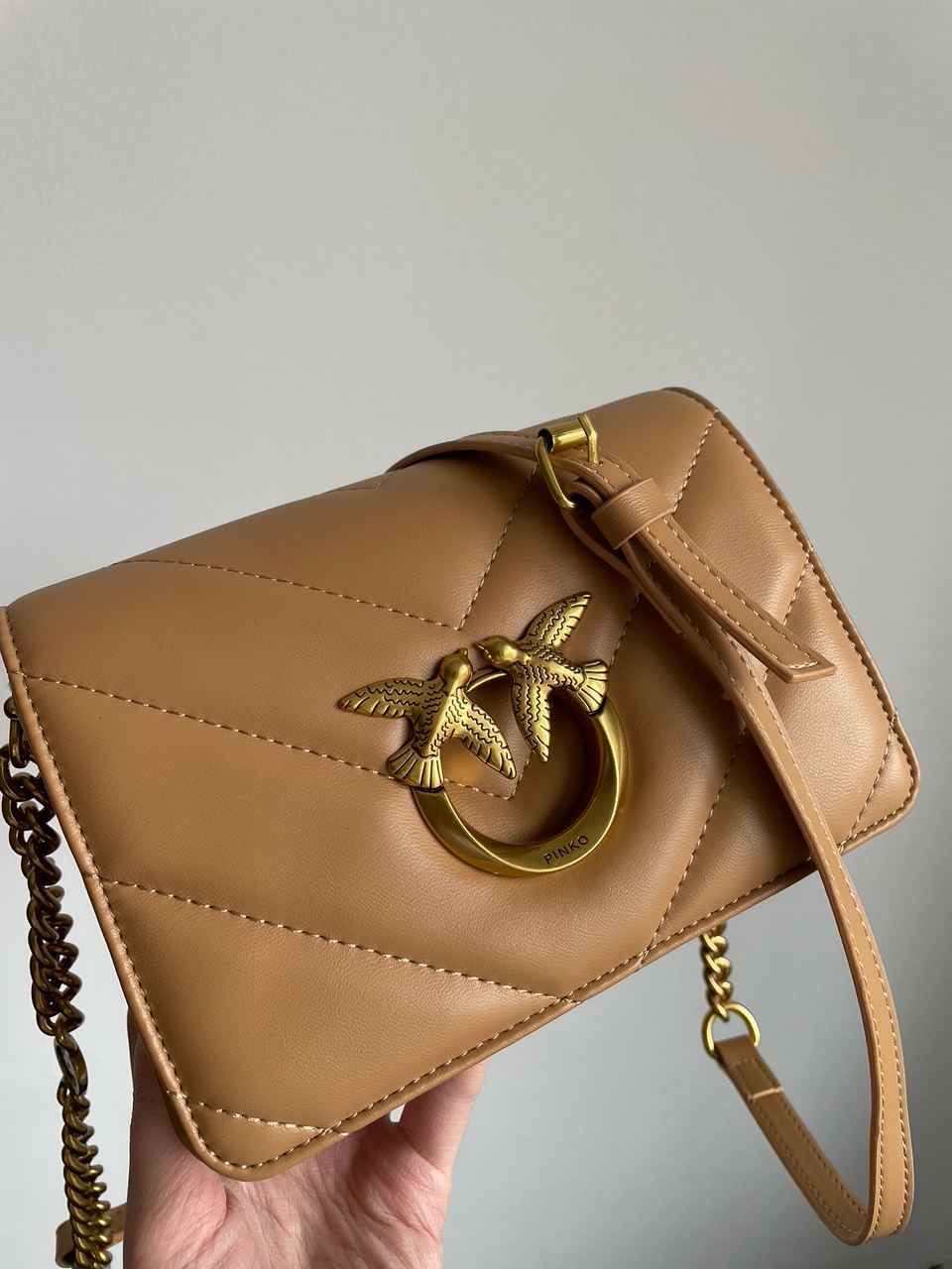 Pinko Mini Love Bag Click Big Chevron Beige - 8