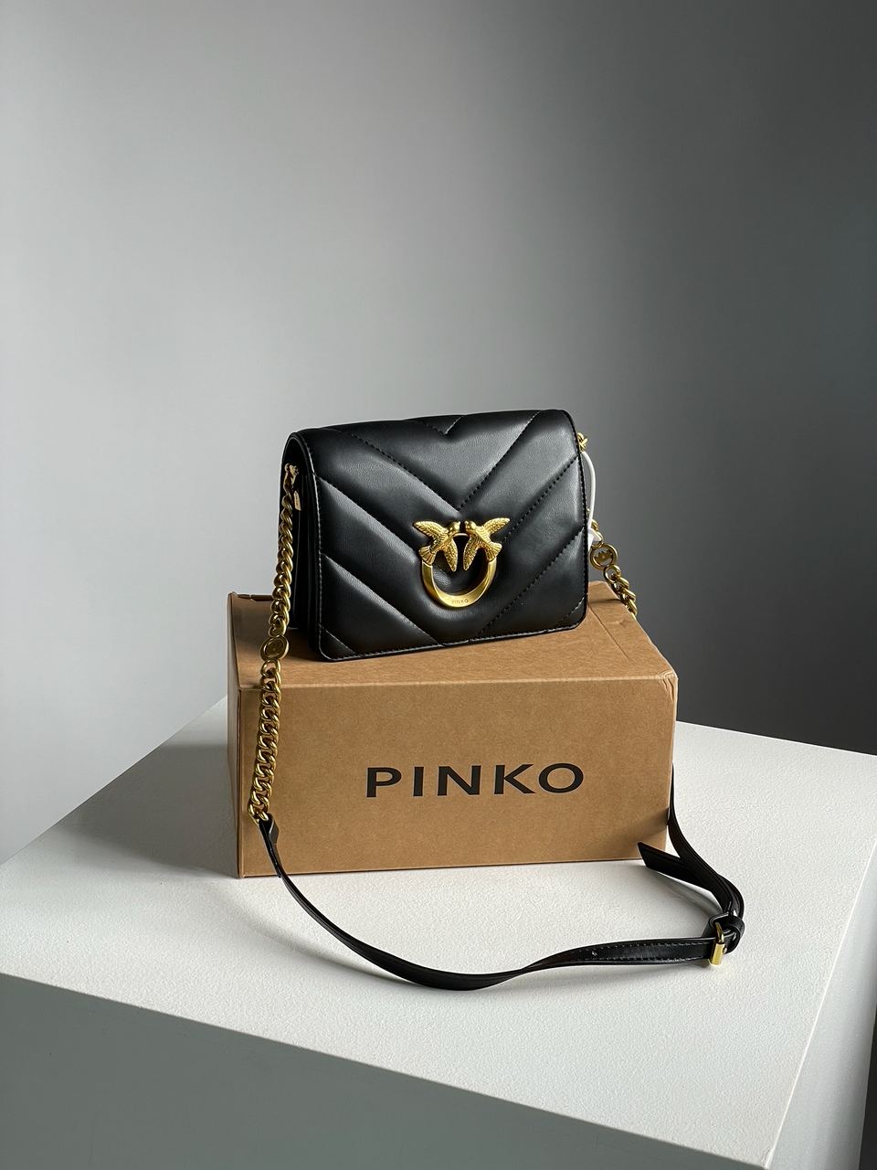 Pinko Mini Love Bag Click Big Chevron Black - 2