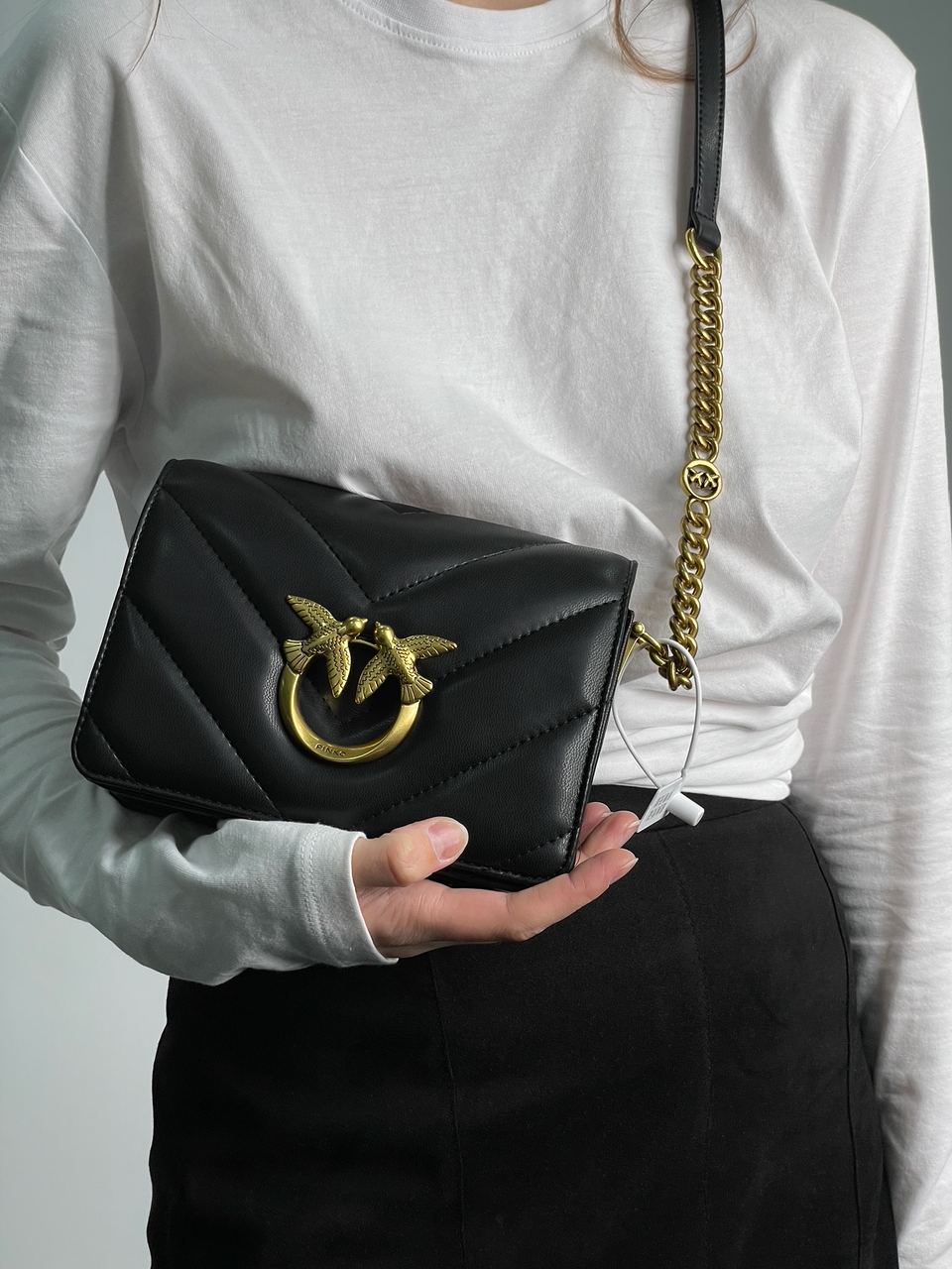 Pinko Mini Love Bag Click Big Chevron Black - 6