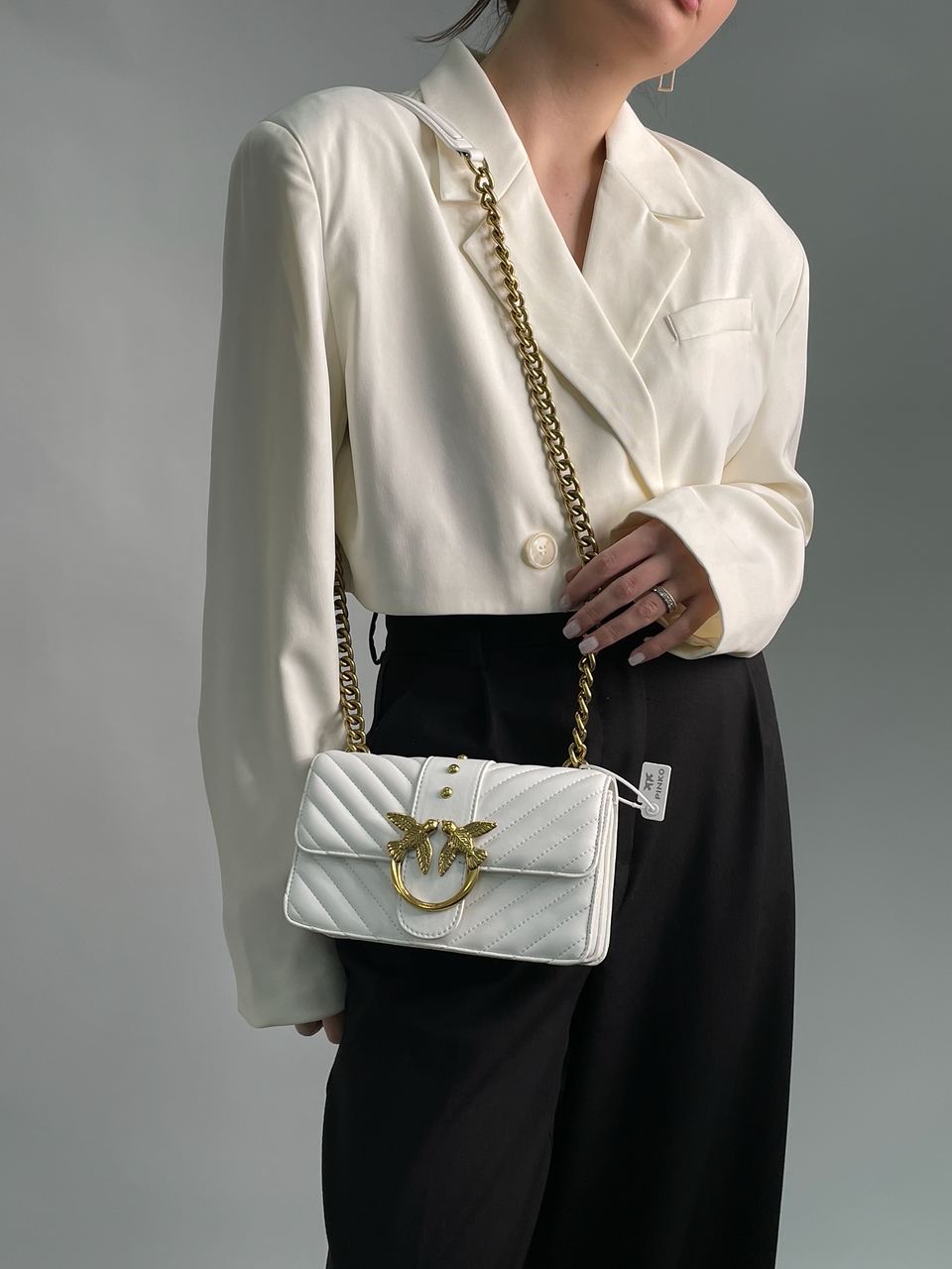 Pinko Mini Love Bag One Simply Puff White/Gold - 4