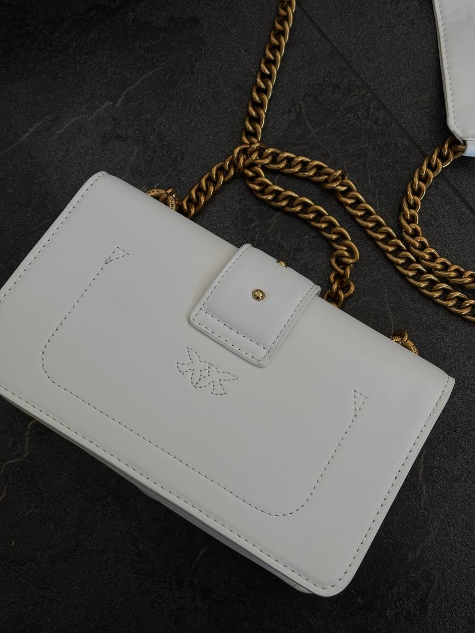 Pinko Mini Love Bag One Simply With Enamel Pin White - 2