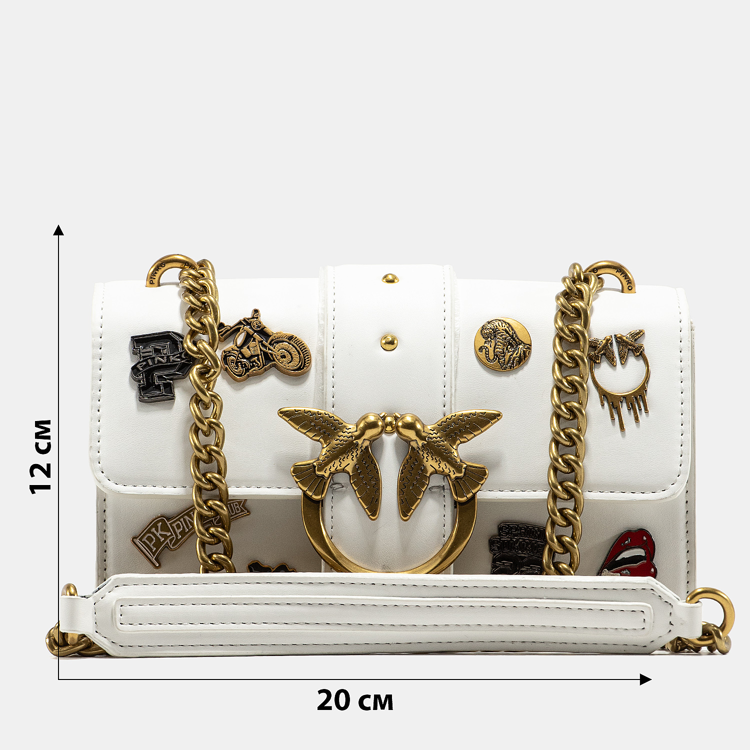 Pinko Mini Love Bag One Simply With Enamel Pin White - 3