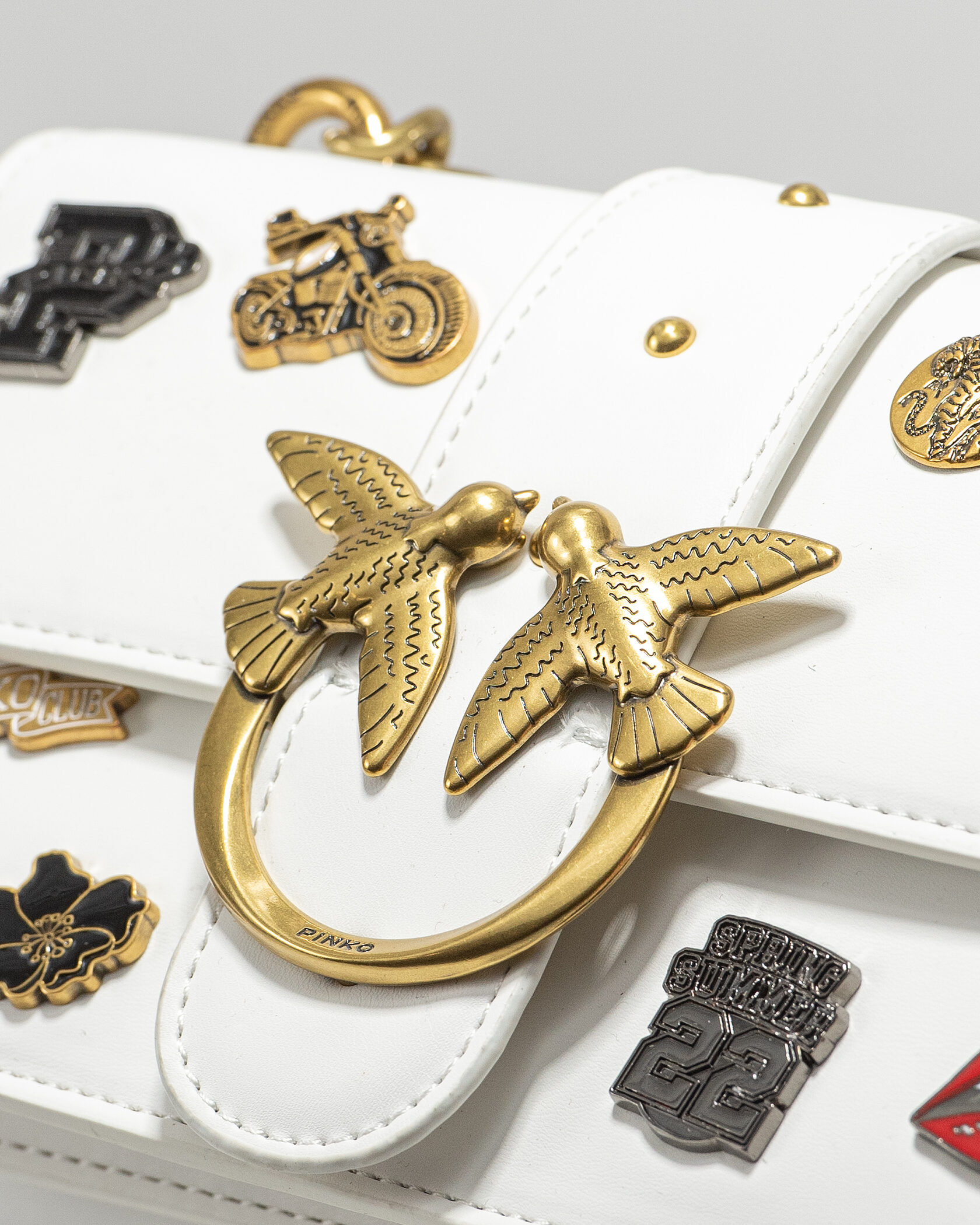 Pinko Mini Love Bag One Simply With Enamel Pin White - 6