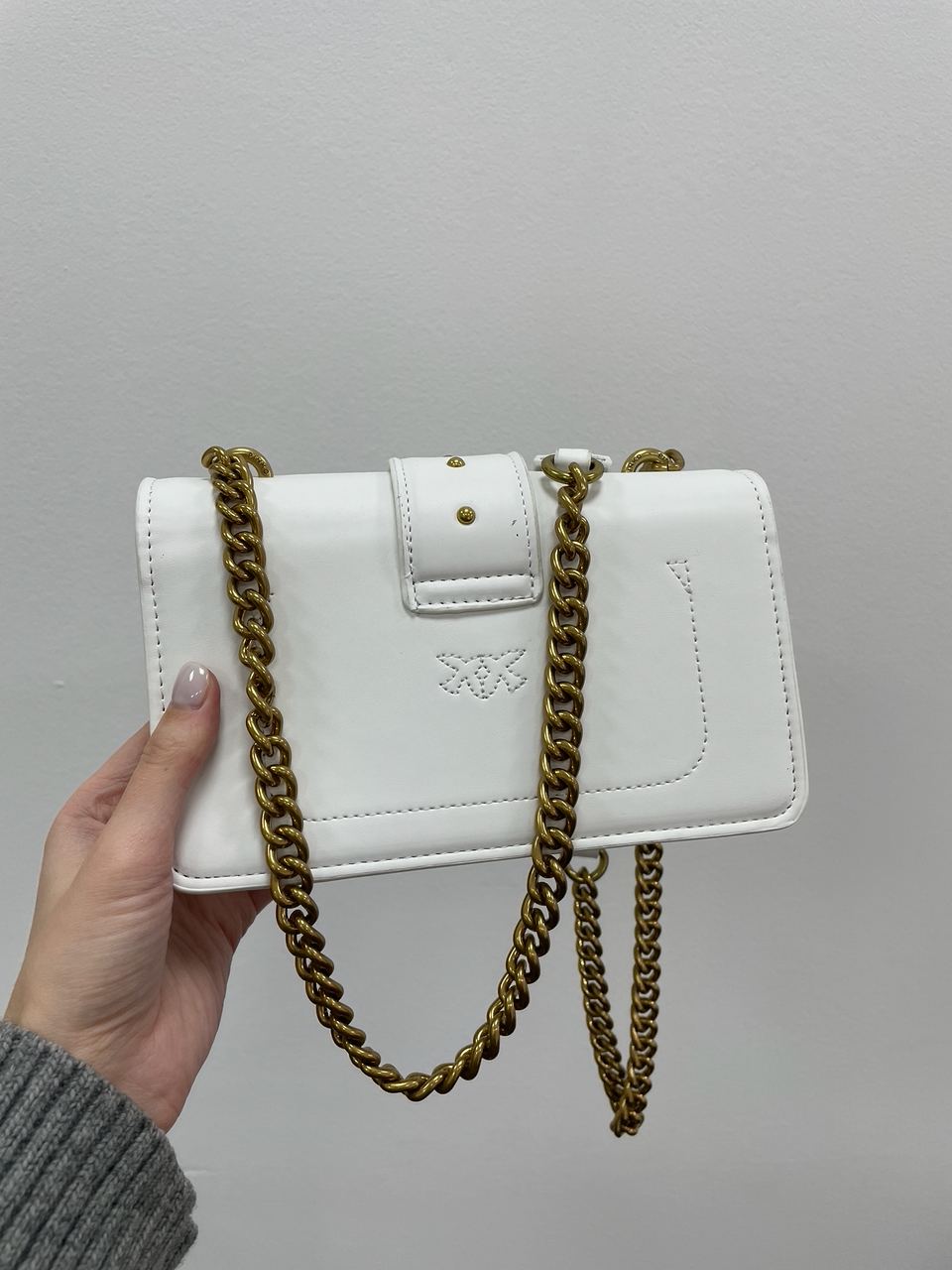 Pinko Mini Love Bag One Simply With Enamel Pin White - 13