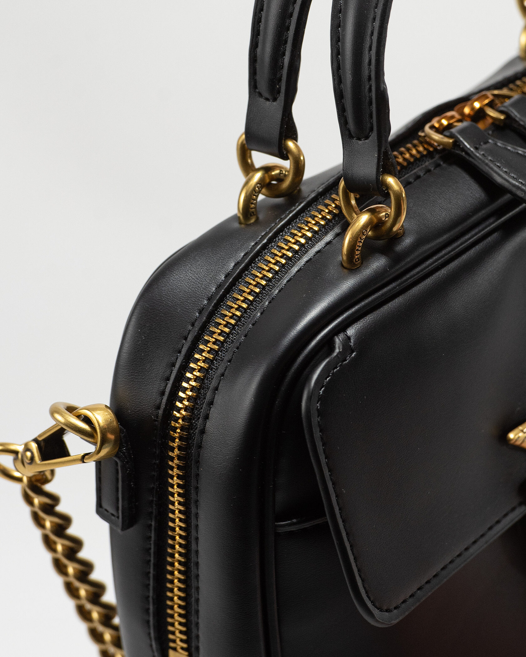 Pinko Square Simply Mini Calfskin Bag Black - 10