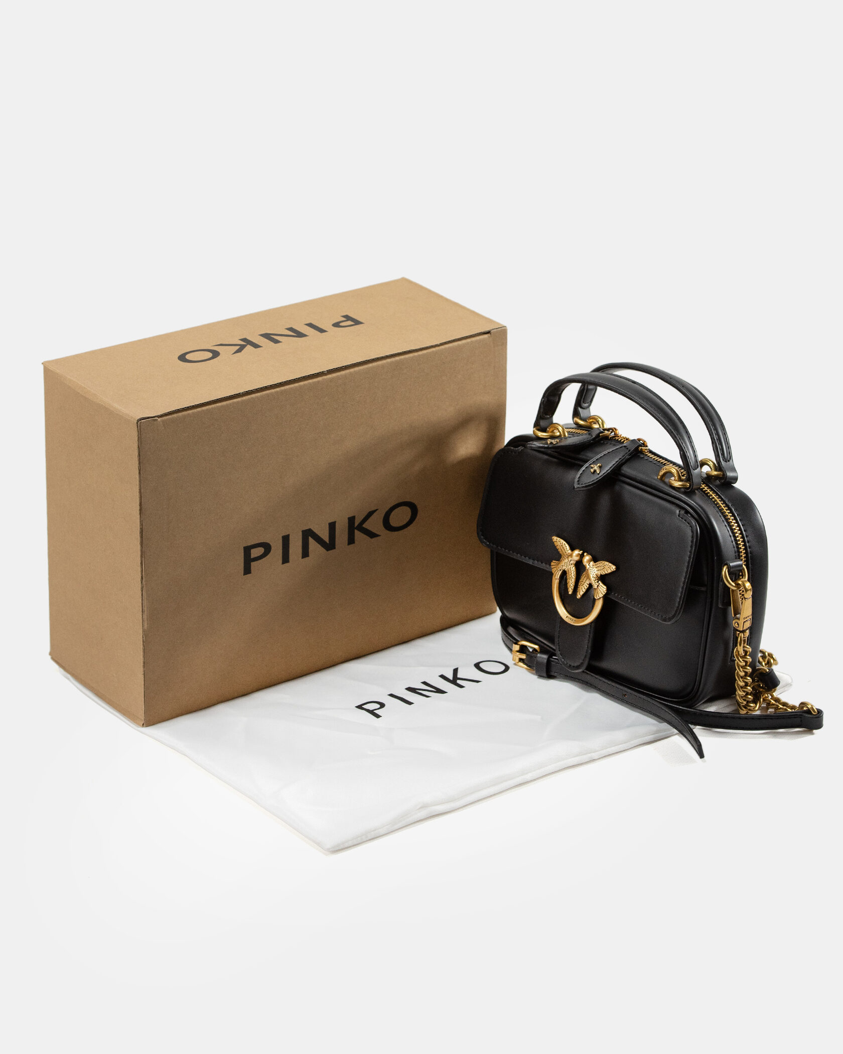 Pinko Square Simply Mini Calfskin Bag Black - 2
