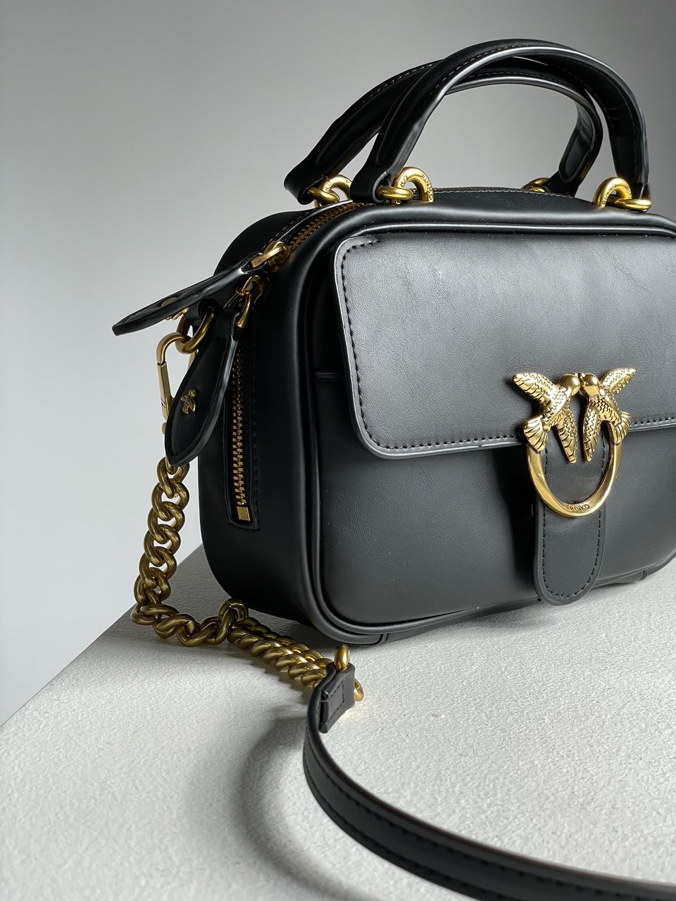 Pinko Square Simply Mini Calfskin Bag Black - 11