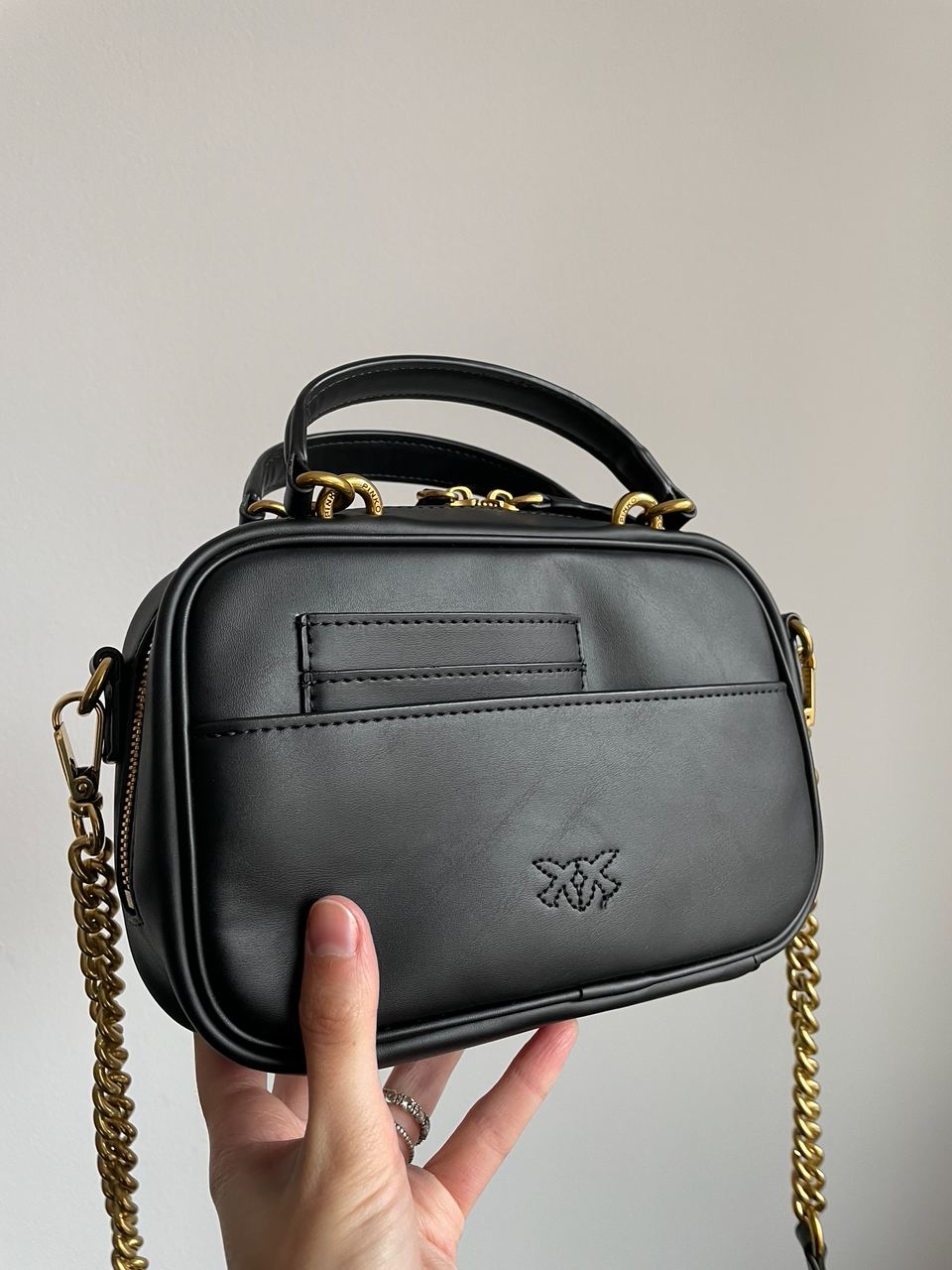 Pinko Square Simply Mini Calfskin Bag Black - 17