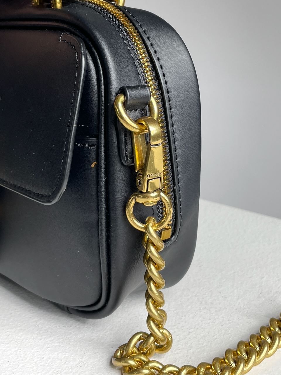 Pinko Square Simply Mini Calfskin Bag Black - 30