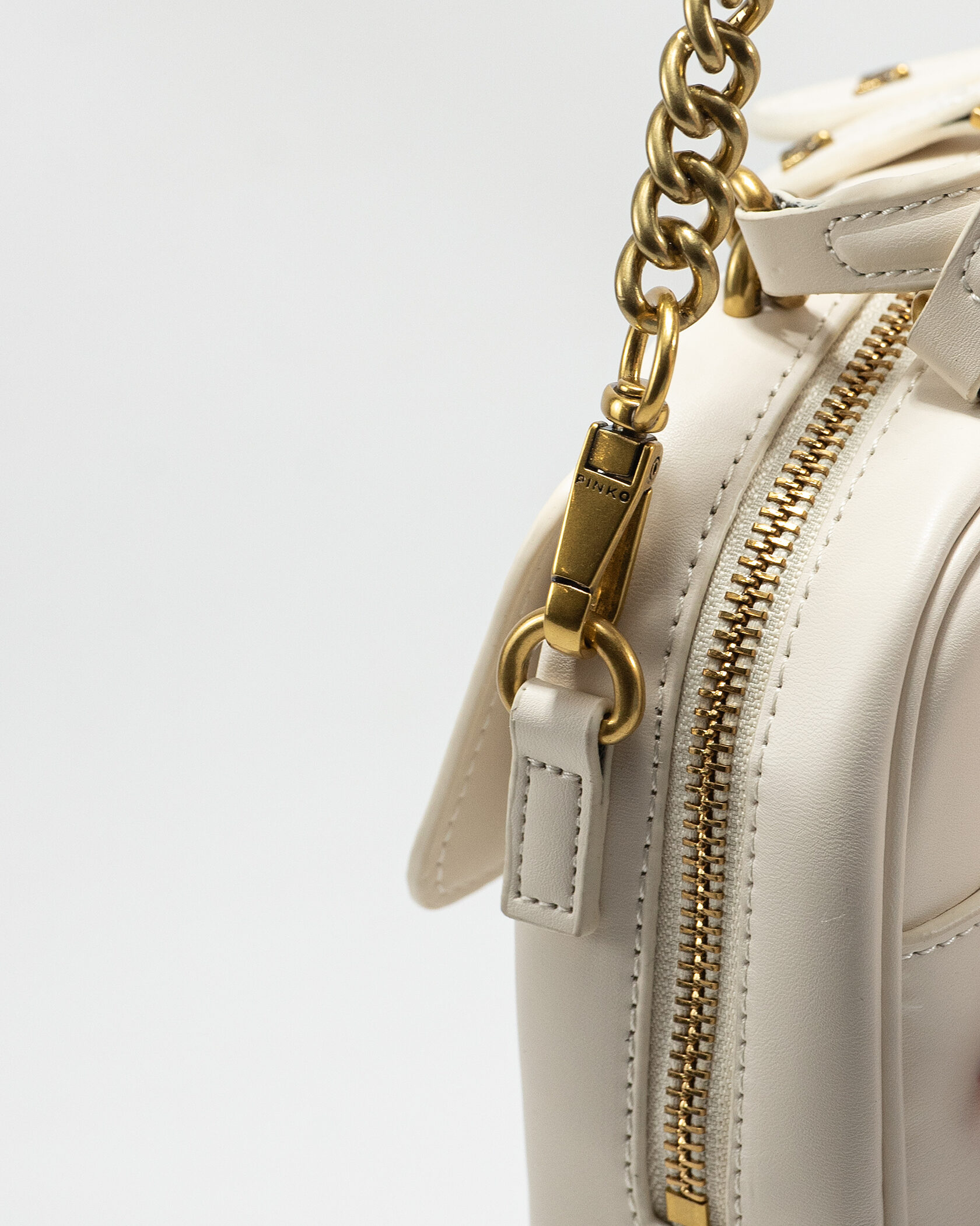 Pinko Square Simply Mini Calfskin Bag Cream - 10