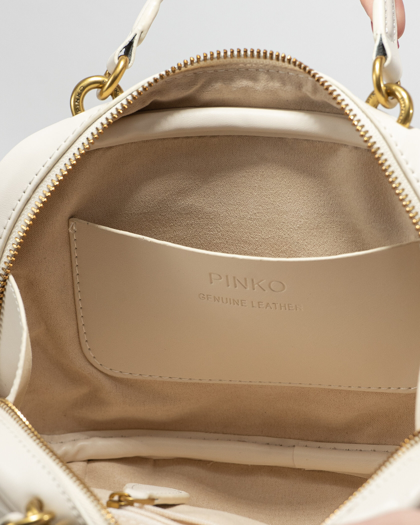 Pinko Square Simply Mini Calfskin Bag Cream - 14