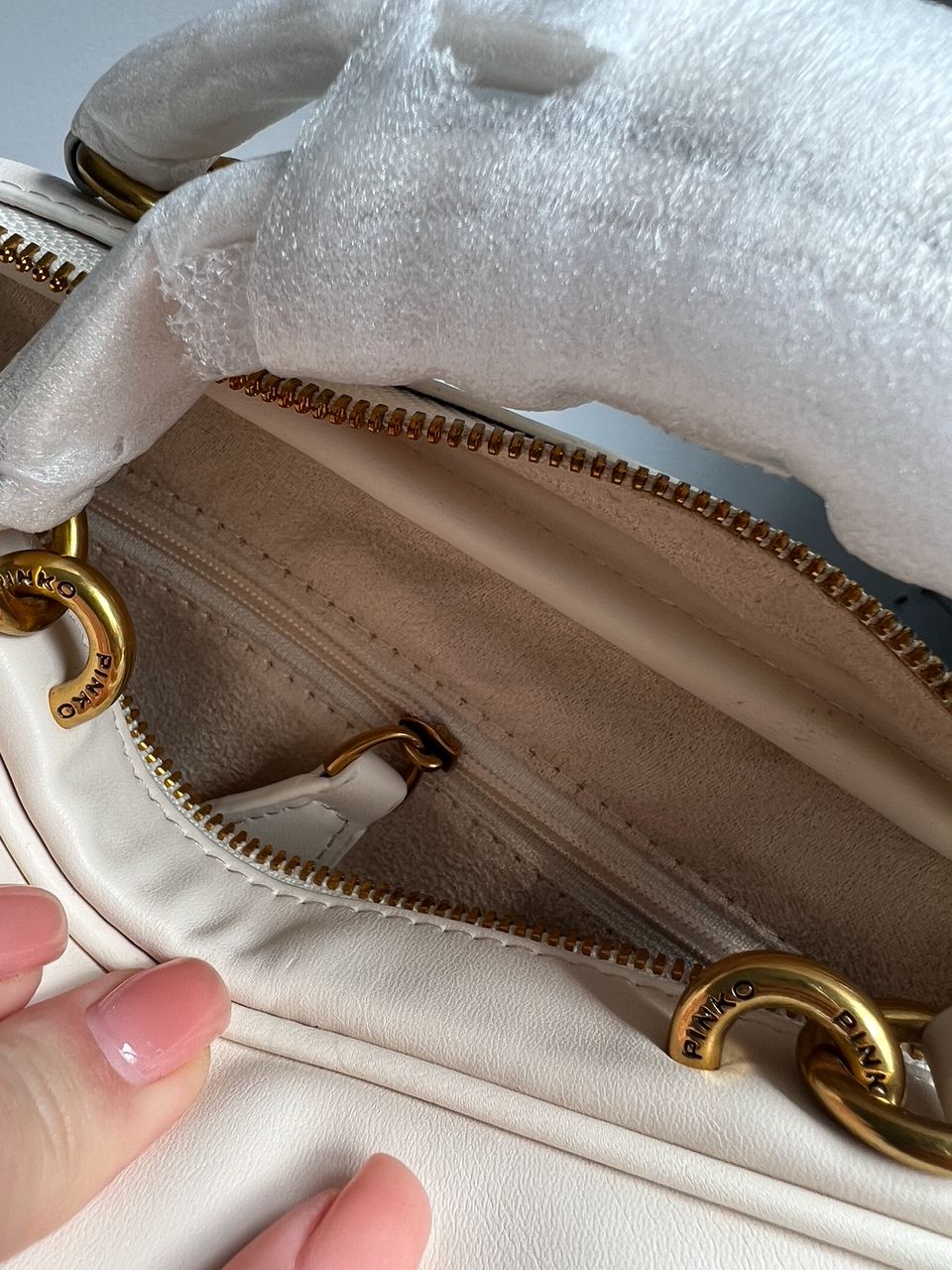 Pinko Square Simply Mini Calfskin Bag Cream - 26