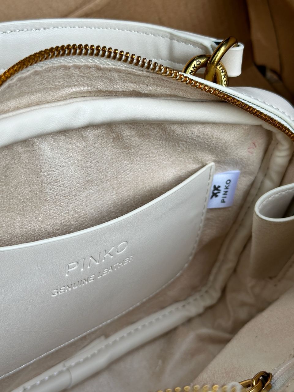 Pinko Square Simply Mini Calfskin Bag Cream - 27