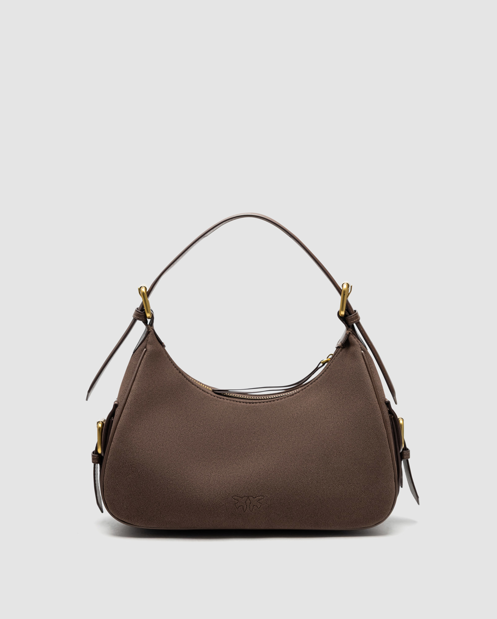 Pinko Suede Cargo Shoulder Bag Brown/Gold - 3