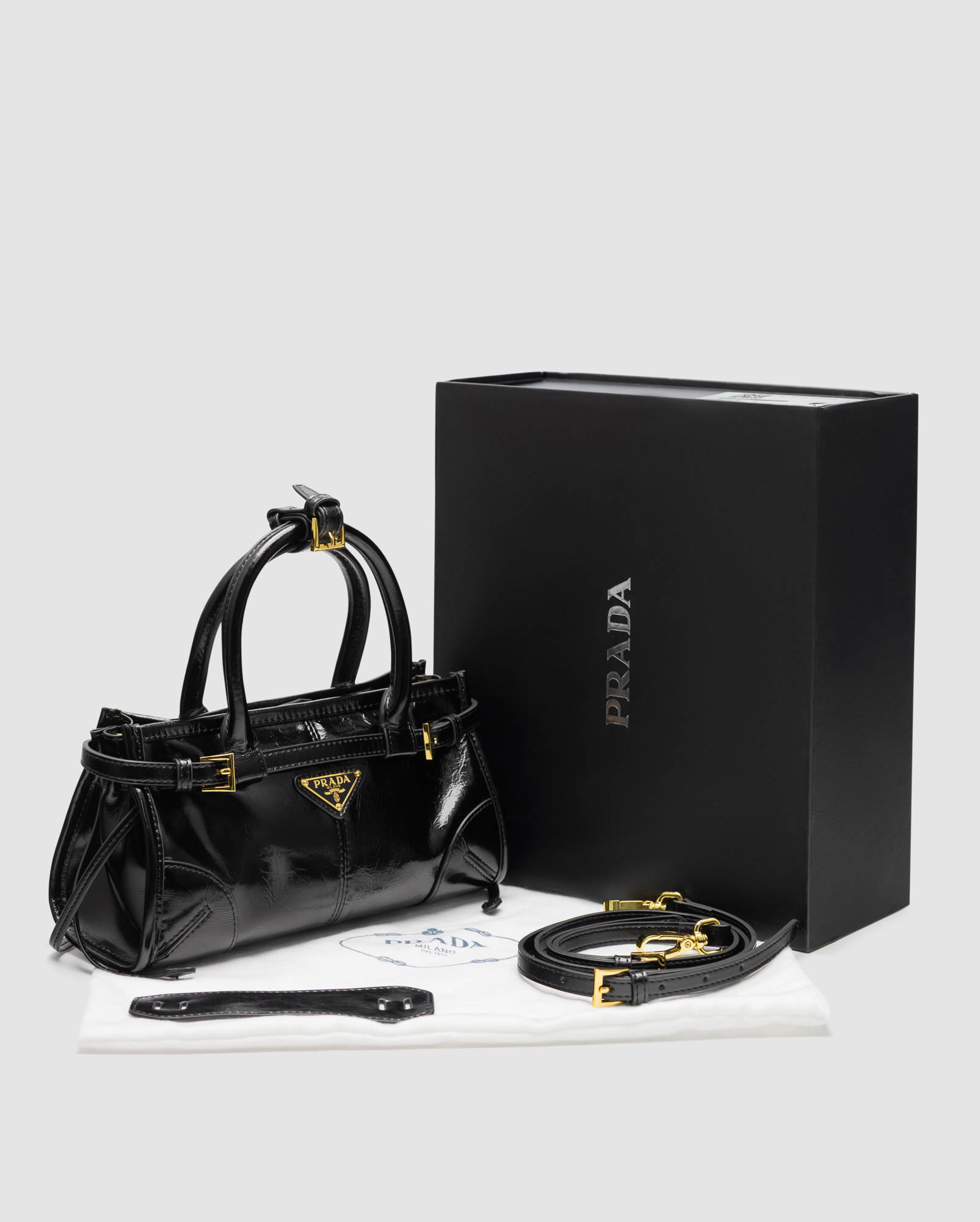 Prada Bonnie Mini Handbag Black - 9