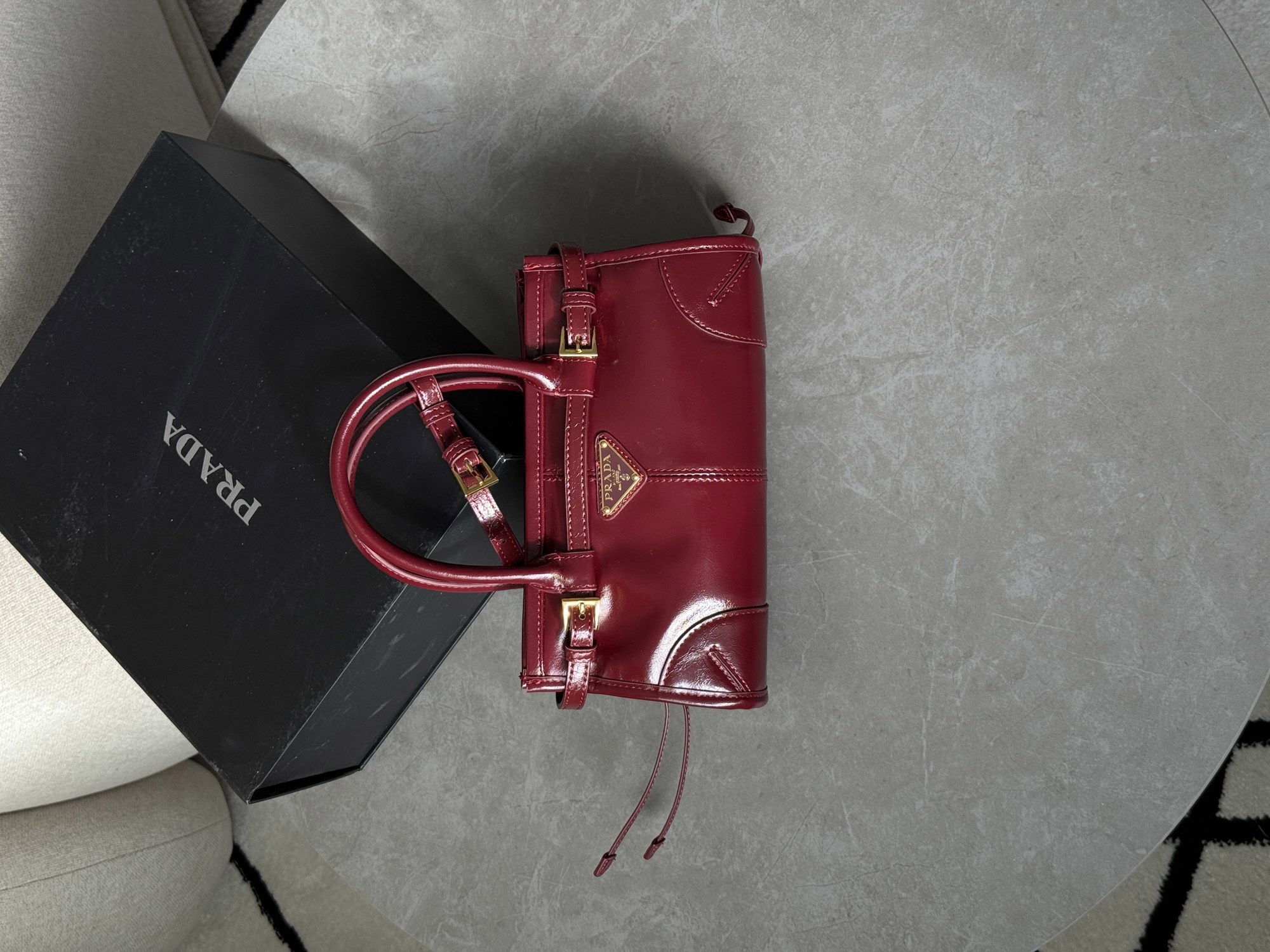 Prada Bonnie Mini Handbag Burgundy - 12